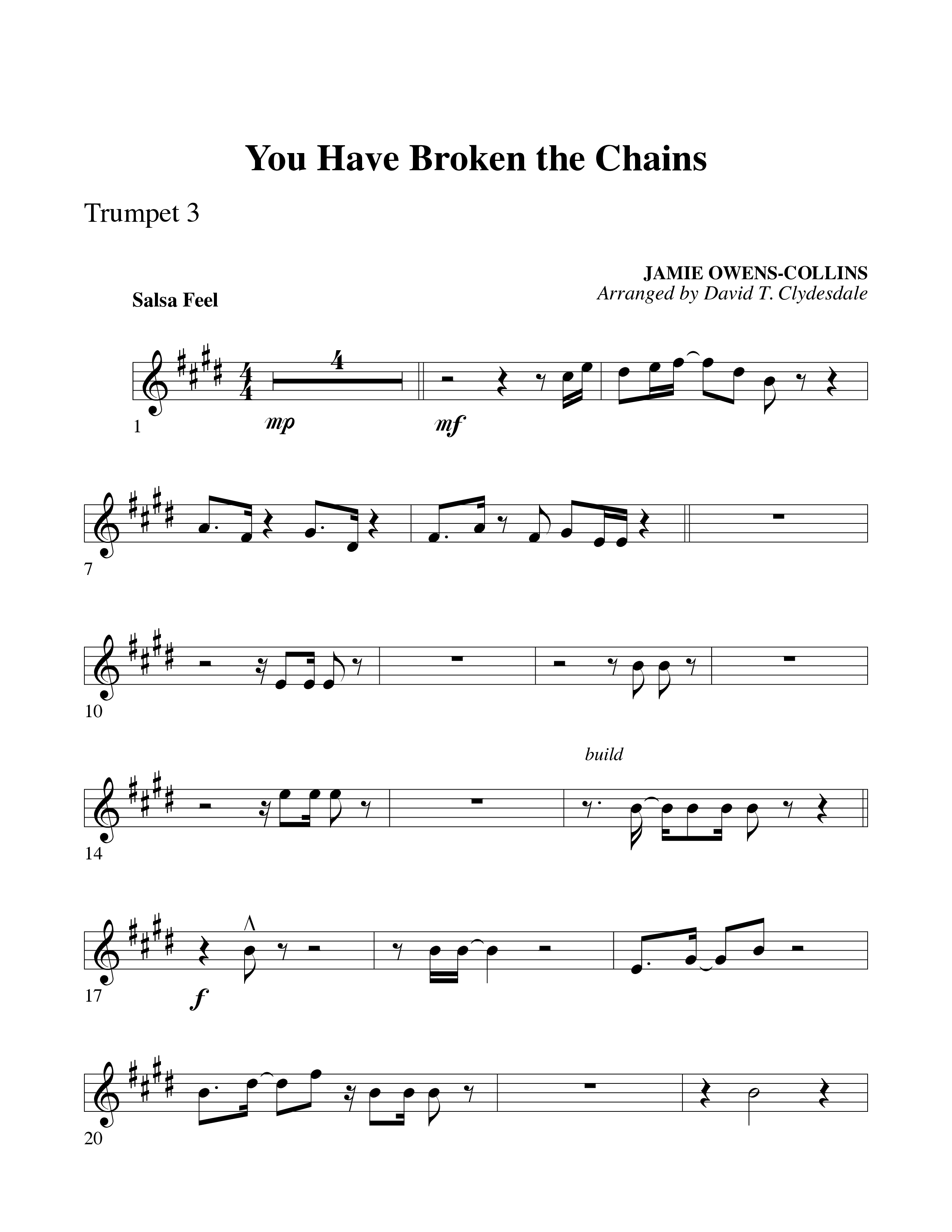 You Have Broken The Chains Trumpet 3 (Word Music Choral / Arr. David Clydesdale)