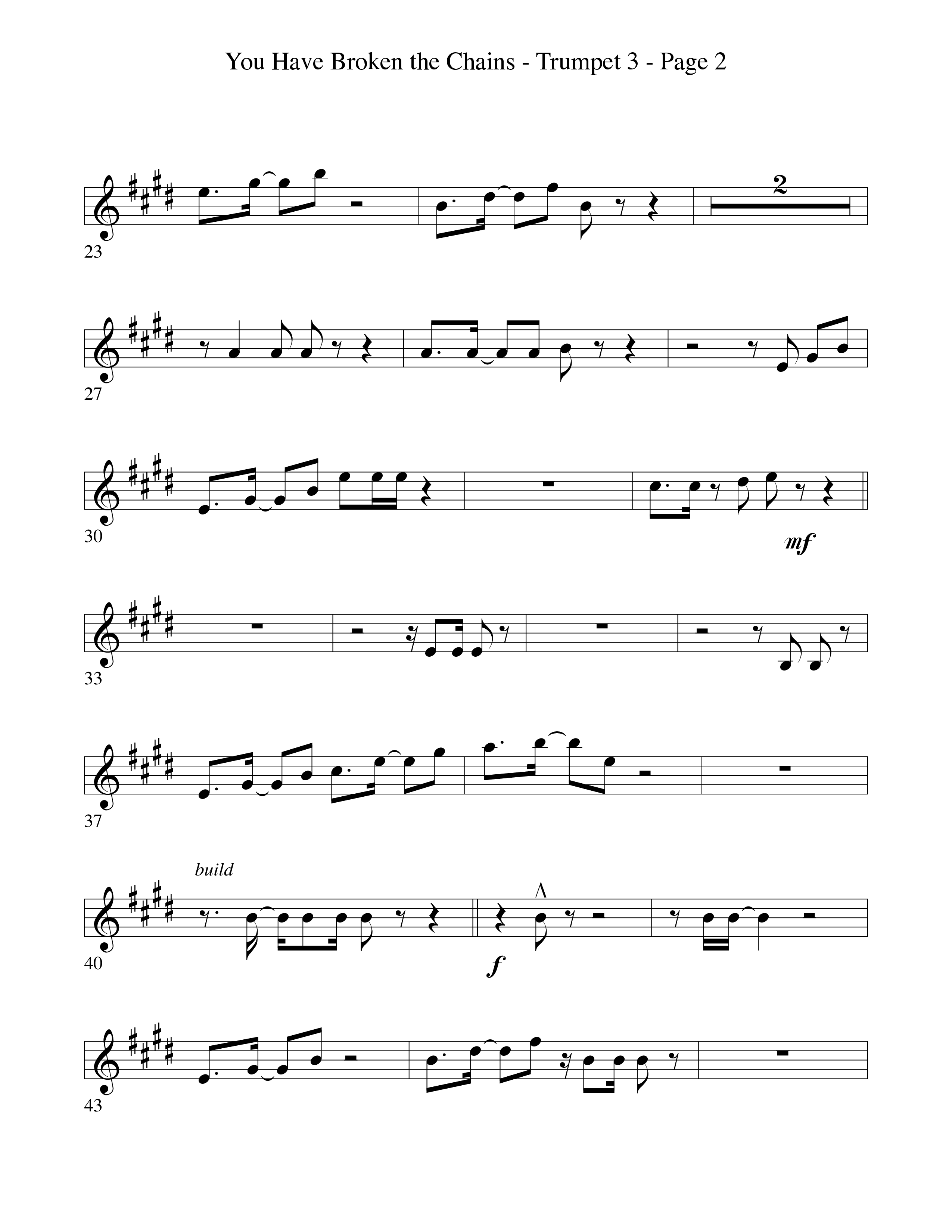 You Have Broken The Chains Trumpet 3 (Word Music Choral / Arr. David Clydesdale)