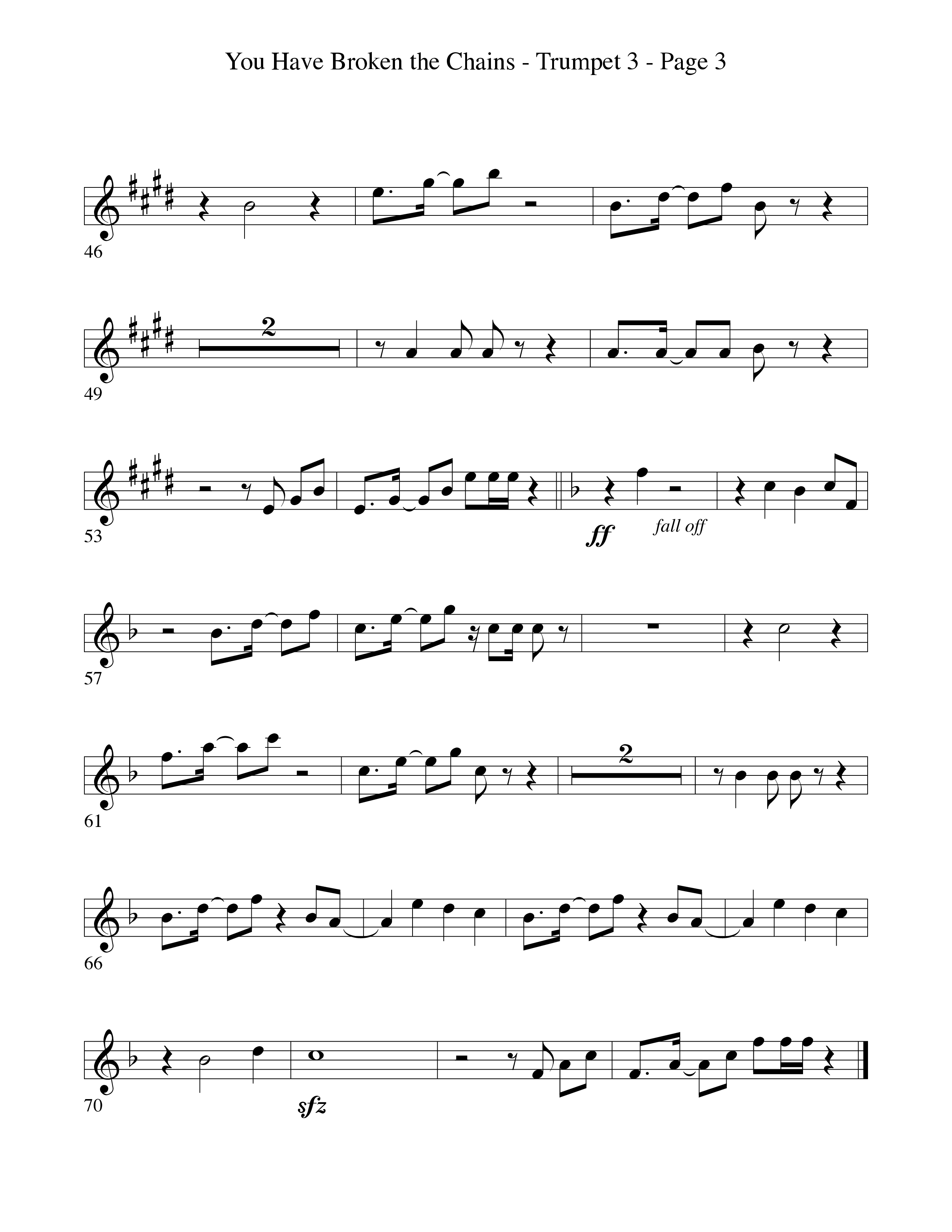 You Have Broken The Chains Trumpet 3 (Word Music Choral / Arr. David Clydesdale)