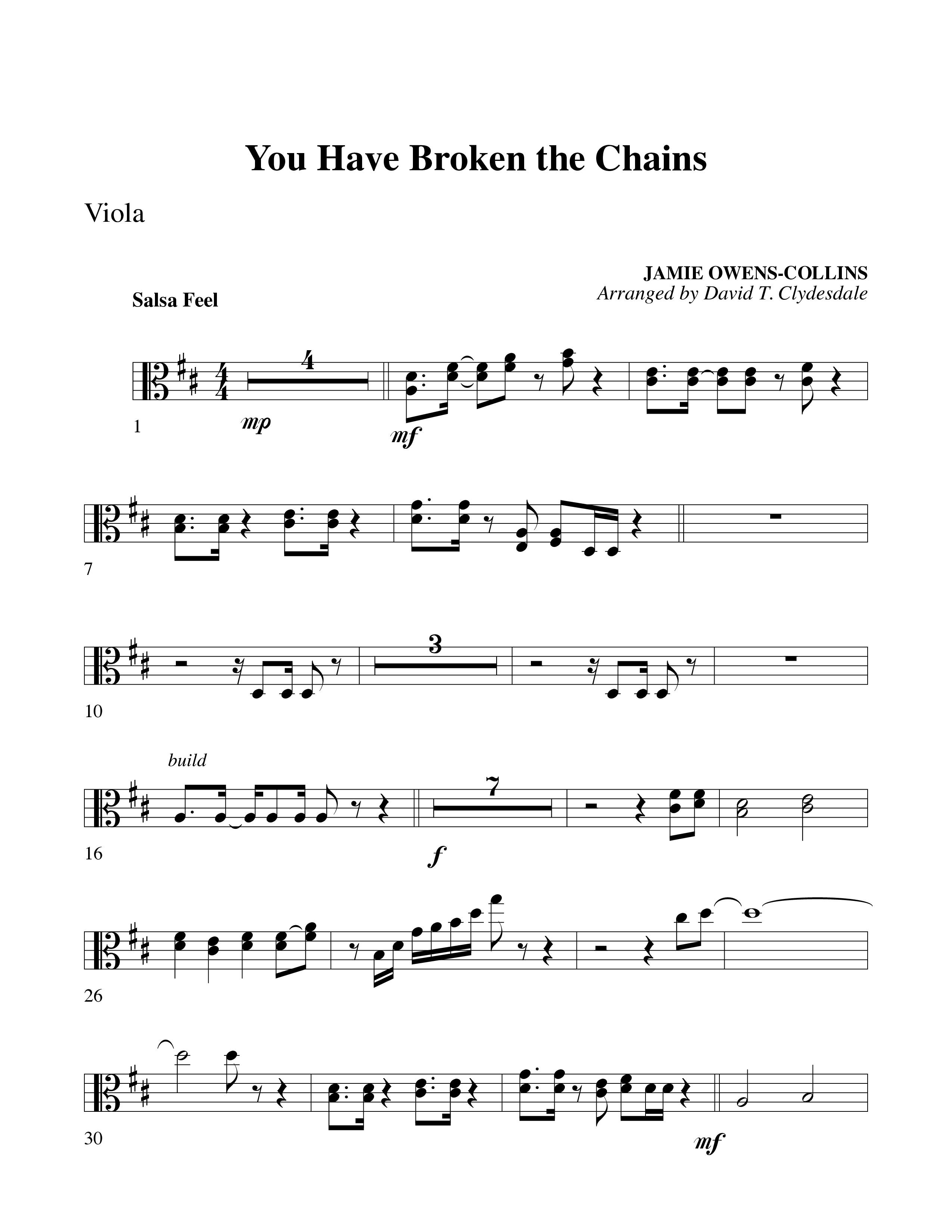 You Have Broken The Chains Viola (Word Music Choral / Arr. David Clydesdale)