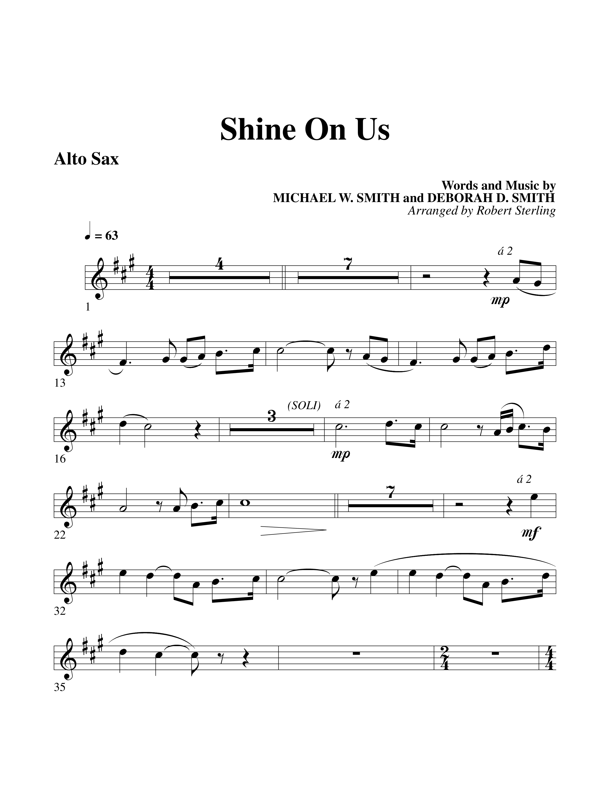Shine On Us Alto Sax (Word Music Choral / Arr. Robert Sterling)