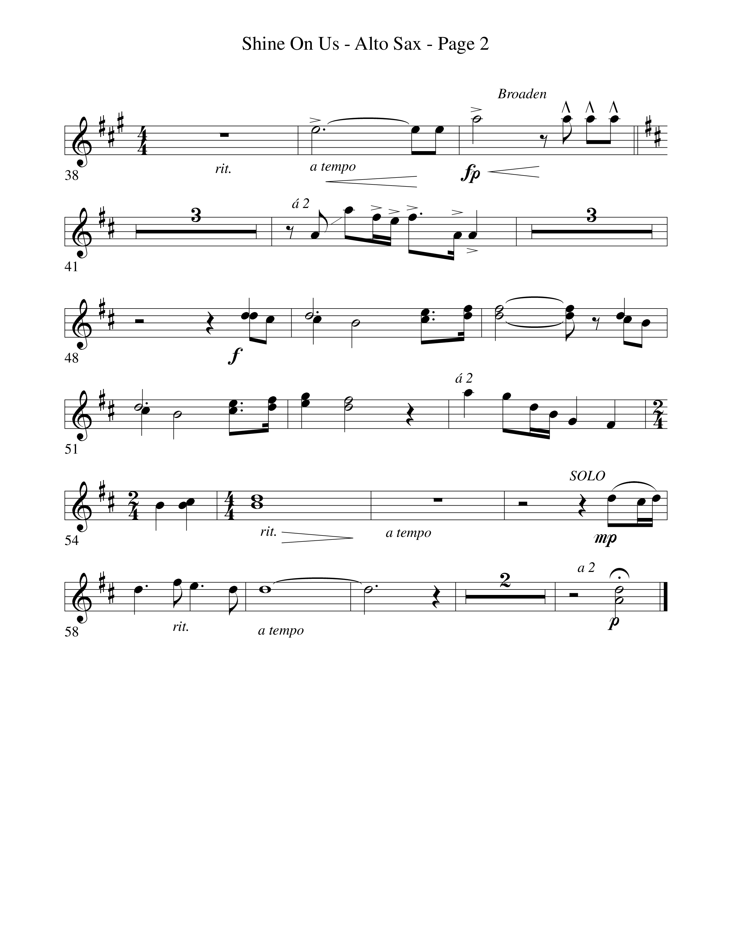 Shine On Us Alto Sax (Word Music Choral / Arr. Robert Sterling)