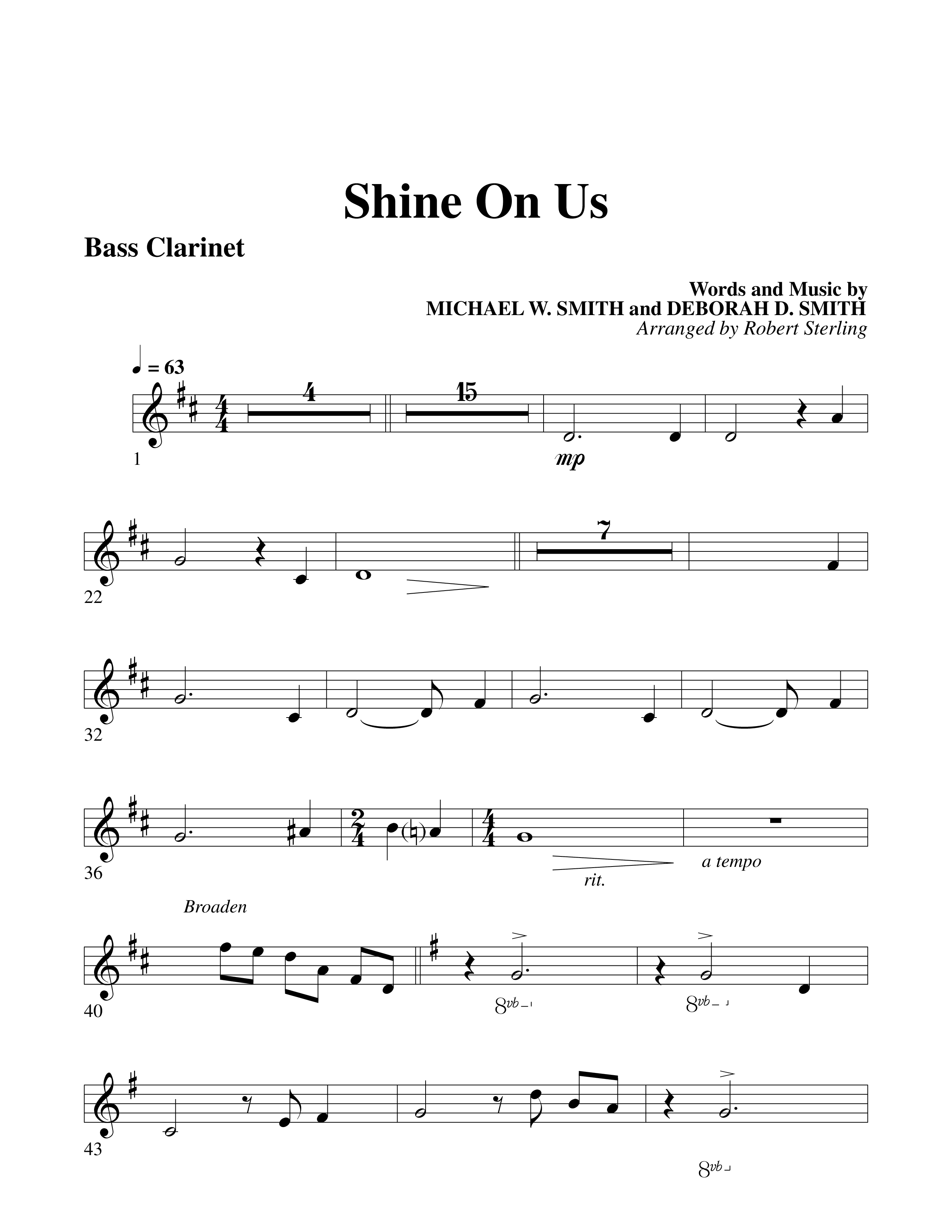 Shine On Us Bass Clarinet (Word Music Choral / Arr. Robert Sterling)