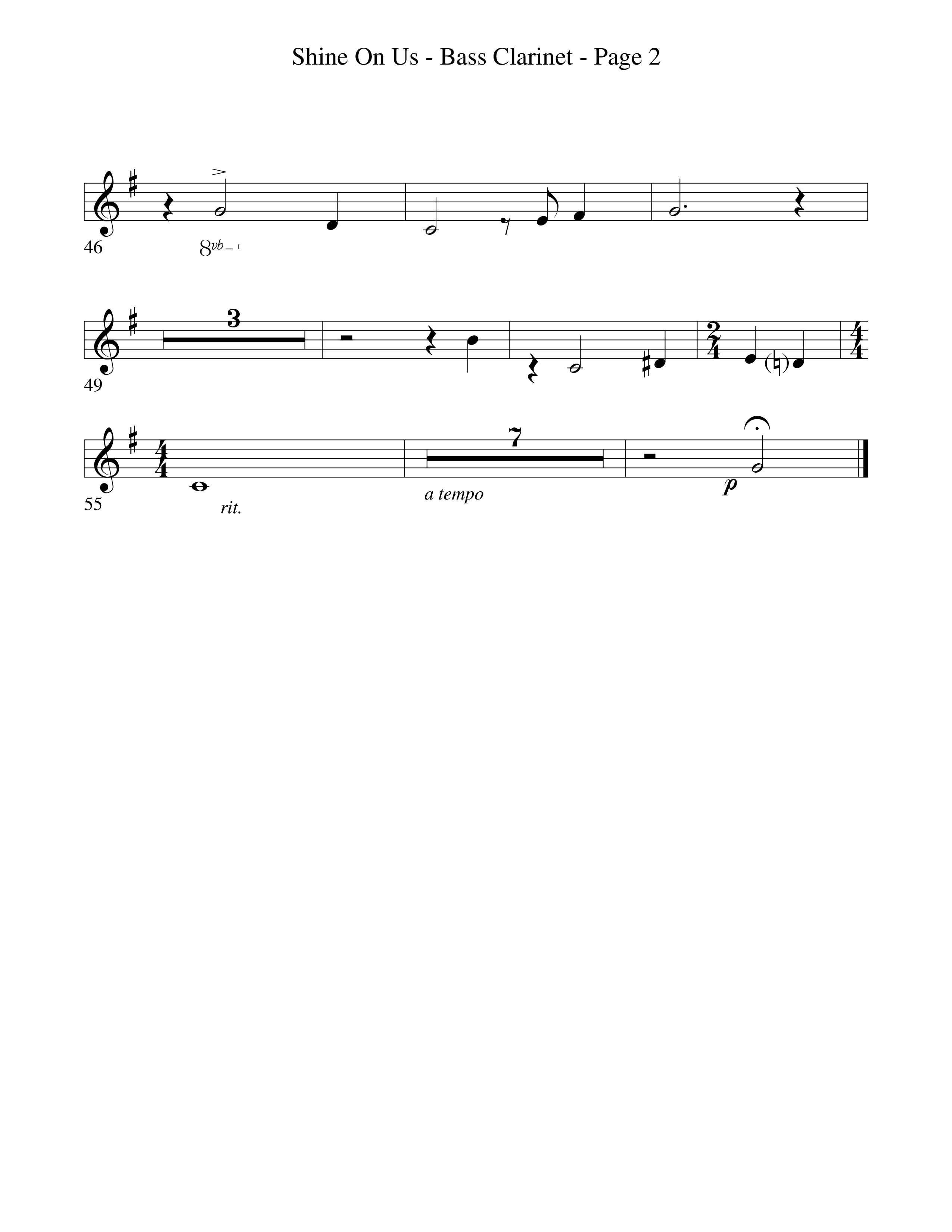 Shine On Us Bass Clarinet (Word Music Choral / Arr. Robert Sterling)