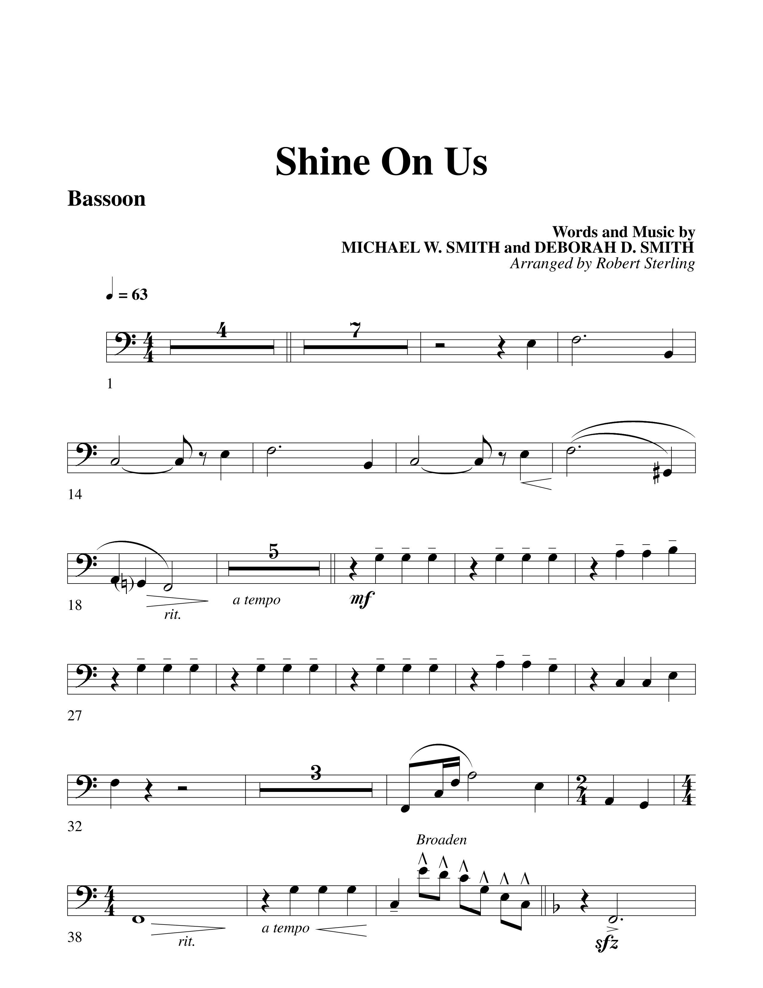 Shine On Us Bassoon (Word Music Choral / Arr. Robert Sterling)