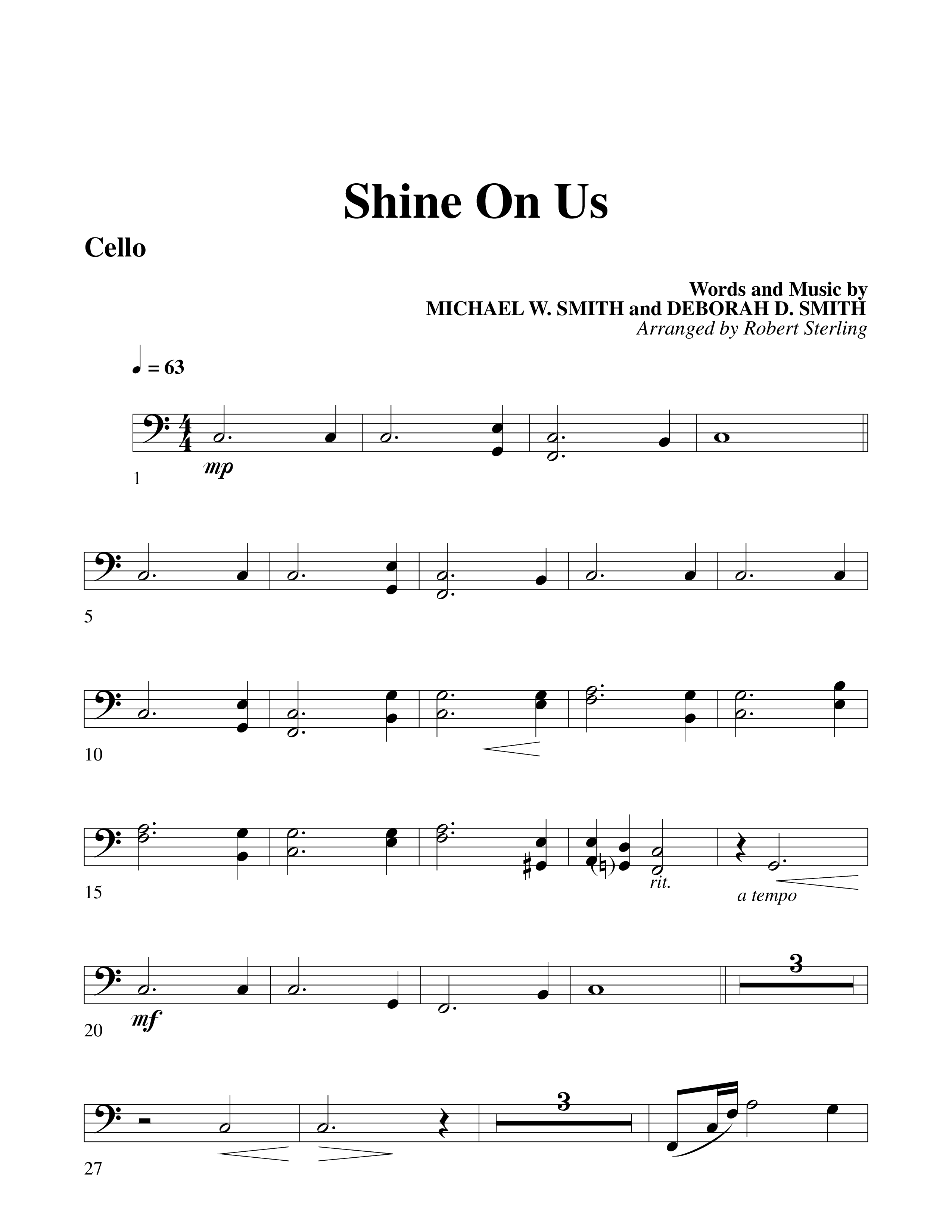 Shine On Us Cello (Word Music Choral / Arr. Robert Sterling)