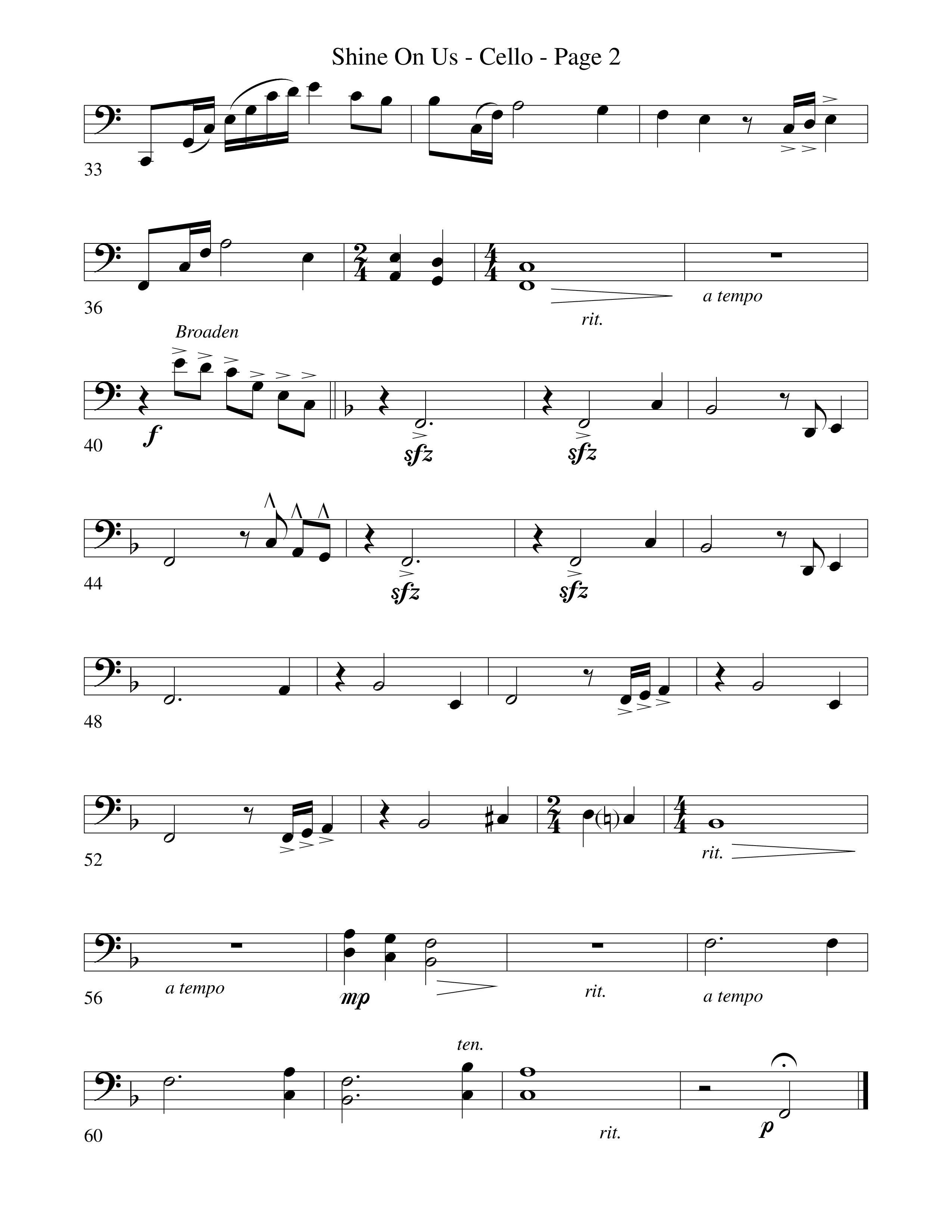 Shine On Us Cello (Word Music Choral / Arr. Robert Sterling)