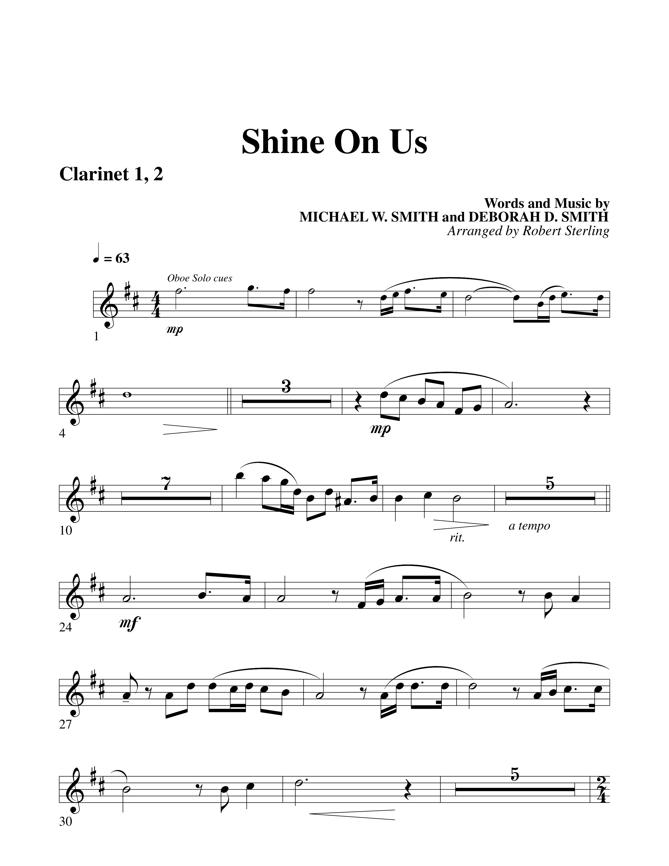 Shine On Us Clarinet 1/2 (Word Music Choral / Arr. Robert Sterling)