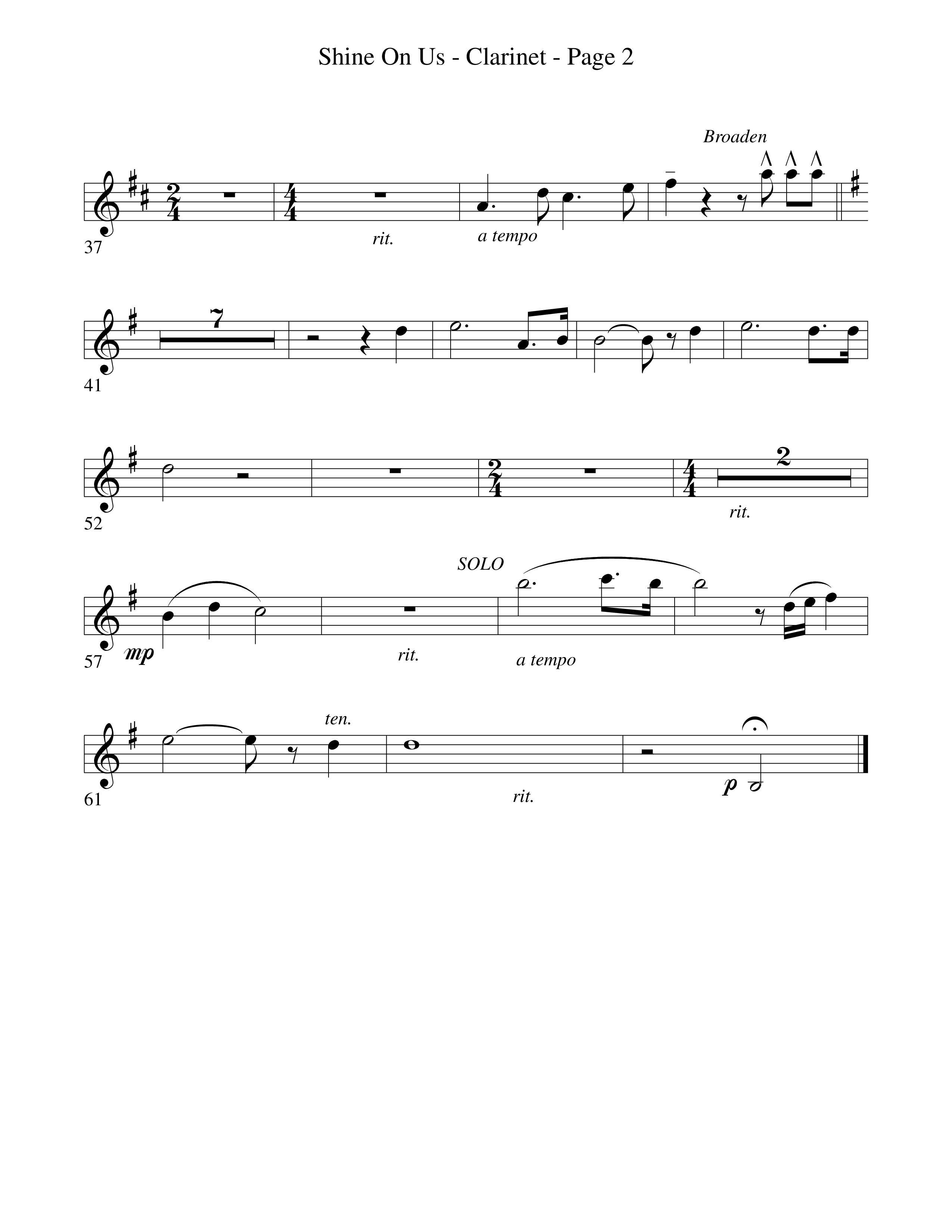 Shine On Us Clarinet 1/2 (Word Music Choral / Arr. Robert Sterling)