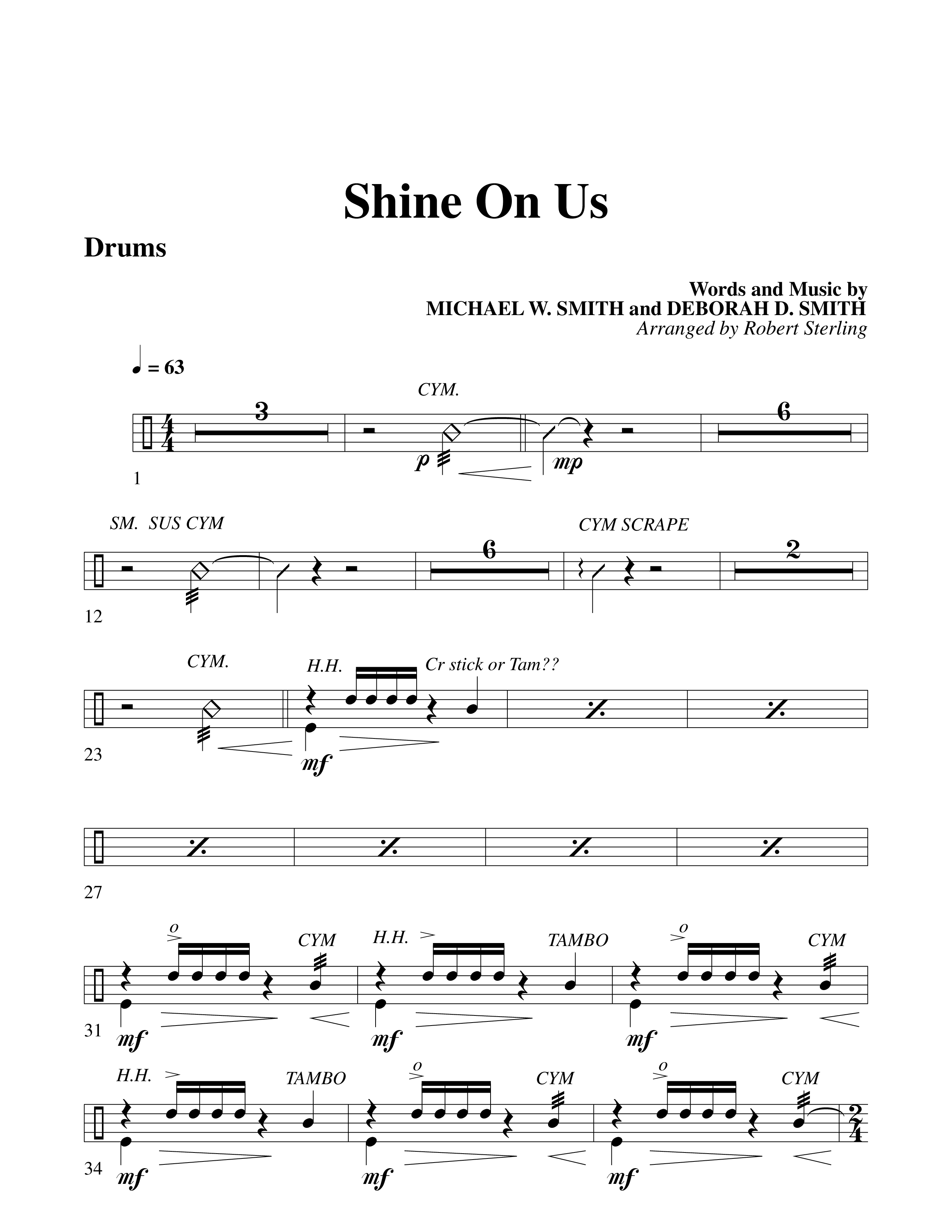 Shine On Us Drum Set (Word Music Choral / Arr. Robert Sterling)