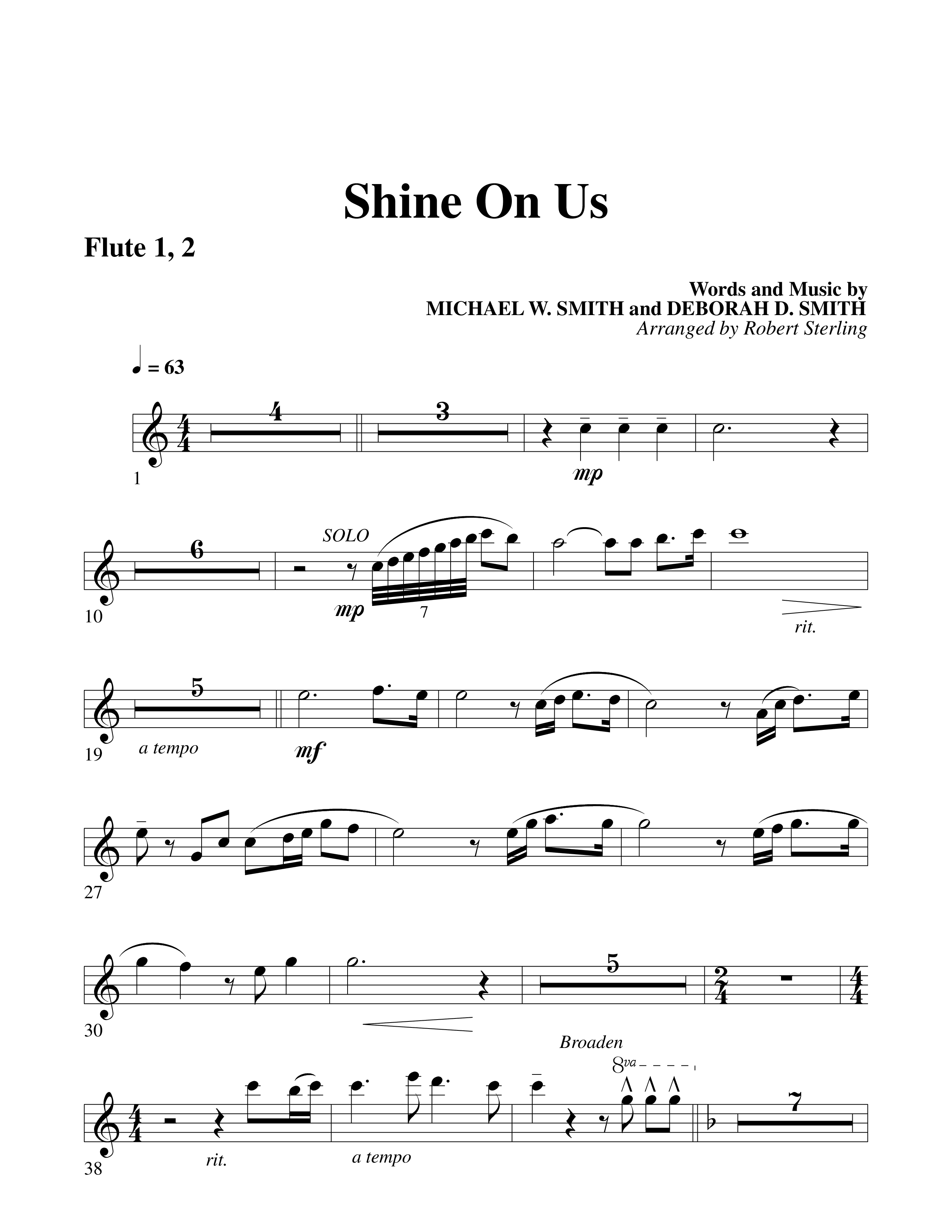 Shine On Us Flute 1/2 (Word Music Choral / Arr. Robert Sterling)