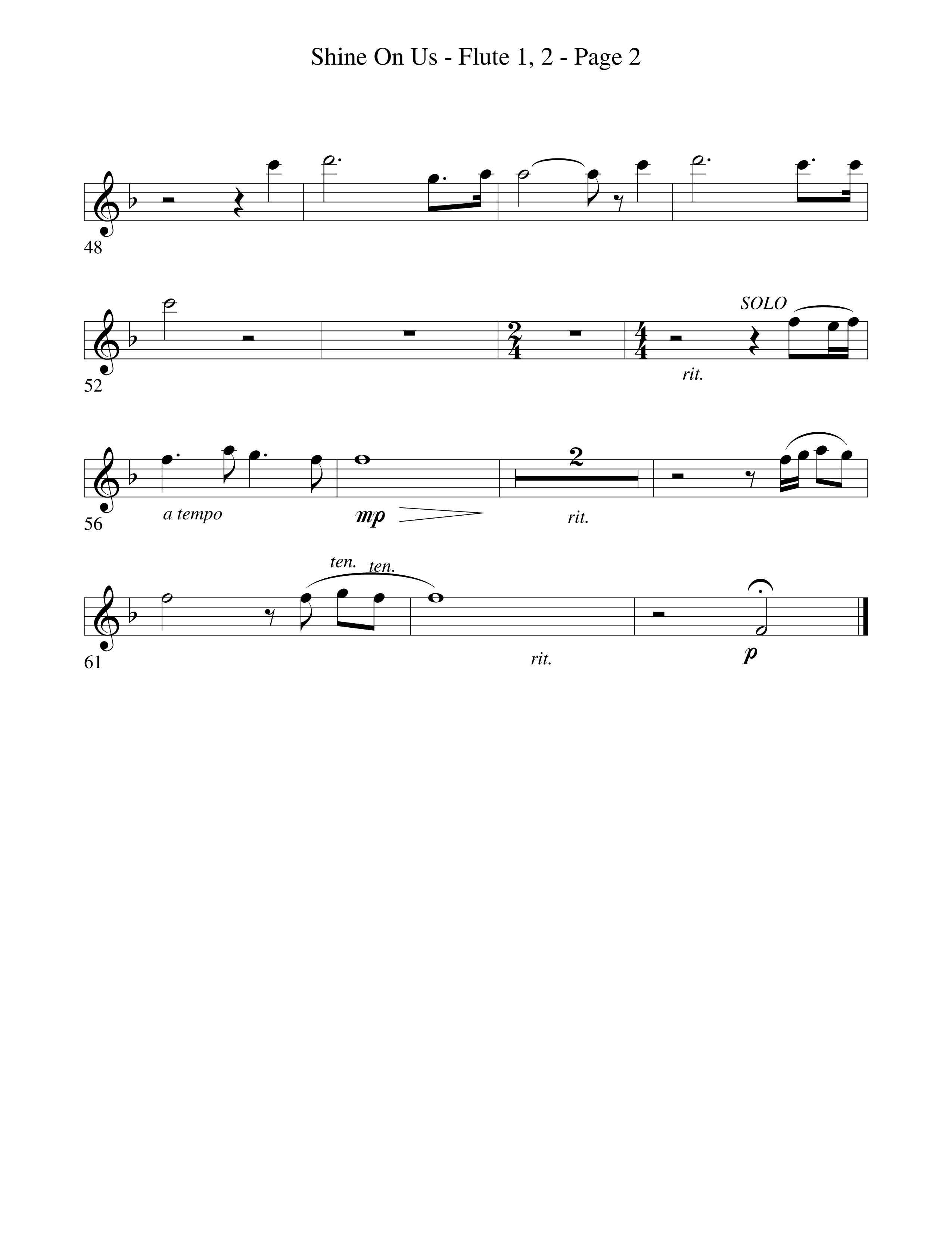 Shine On Us Flute 1/2 (Word Music Choral / Arr. Robert Sterling)