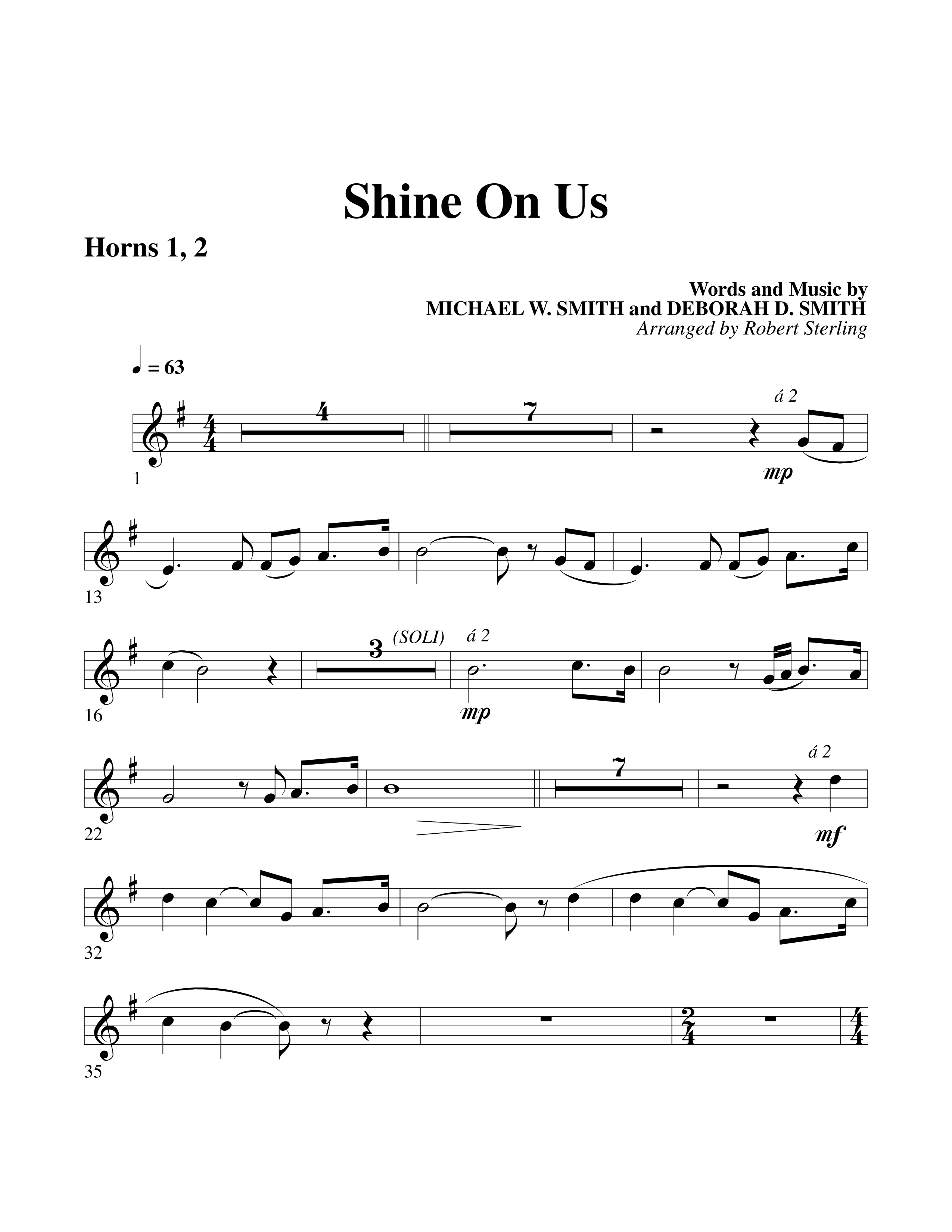 Shine On Us French Horn 1/2 (Word Music Choral / Arr. Robert Sterling)