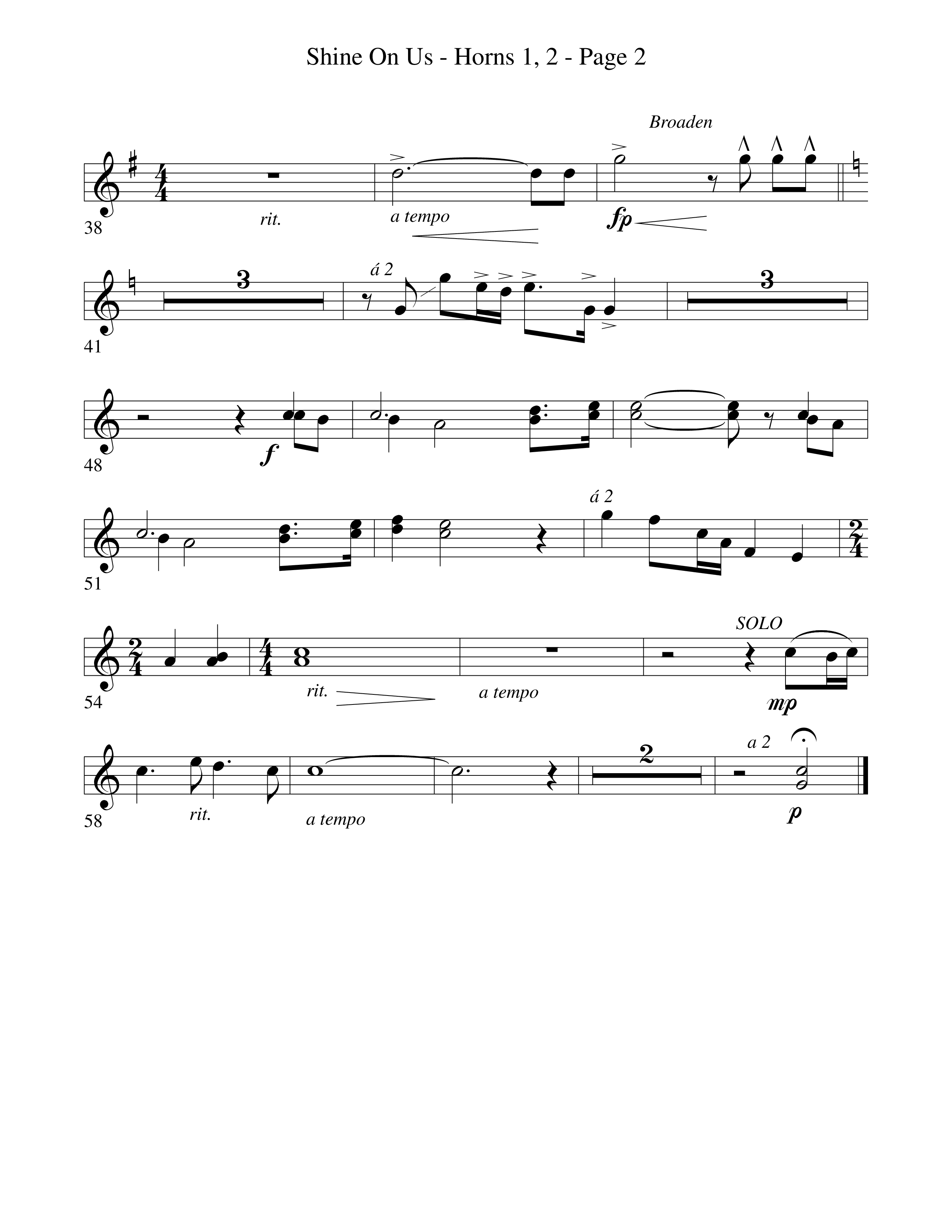 Shine On Us French Horn 1/2 (Word Music Choral / Arr. Robert Sterling)