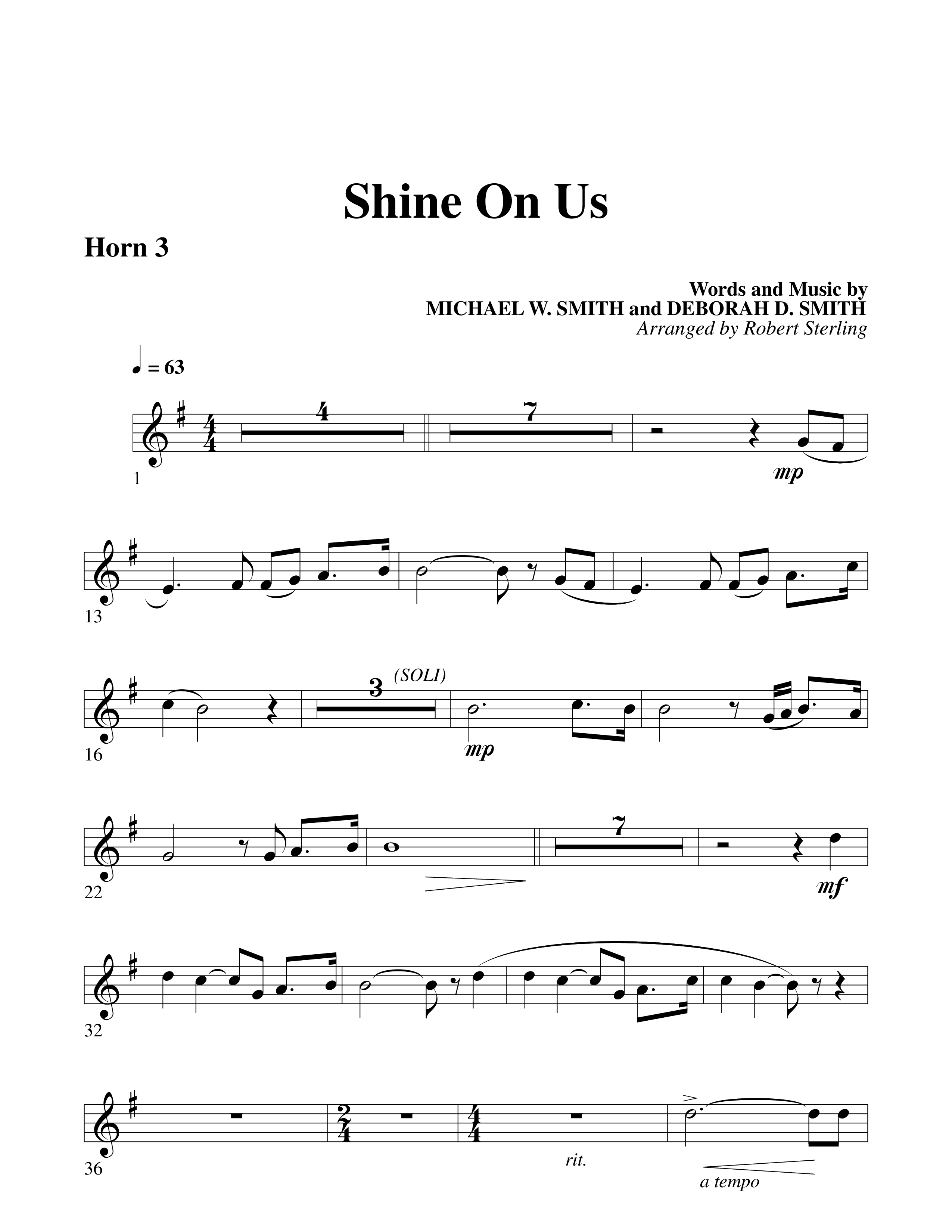 Shine On Us French Horn 3 (Word Music Choral / Arr. Robert Sterling)