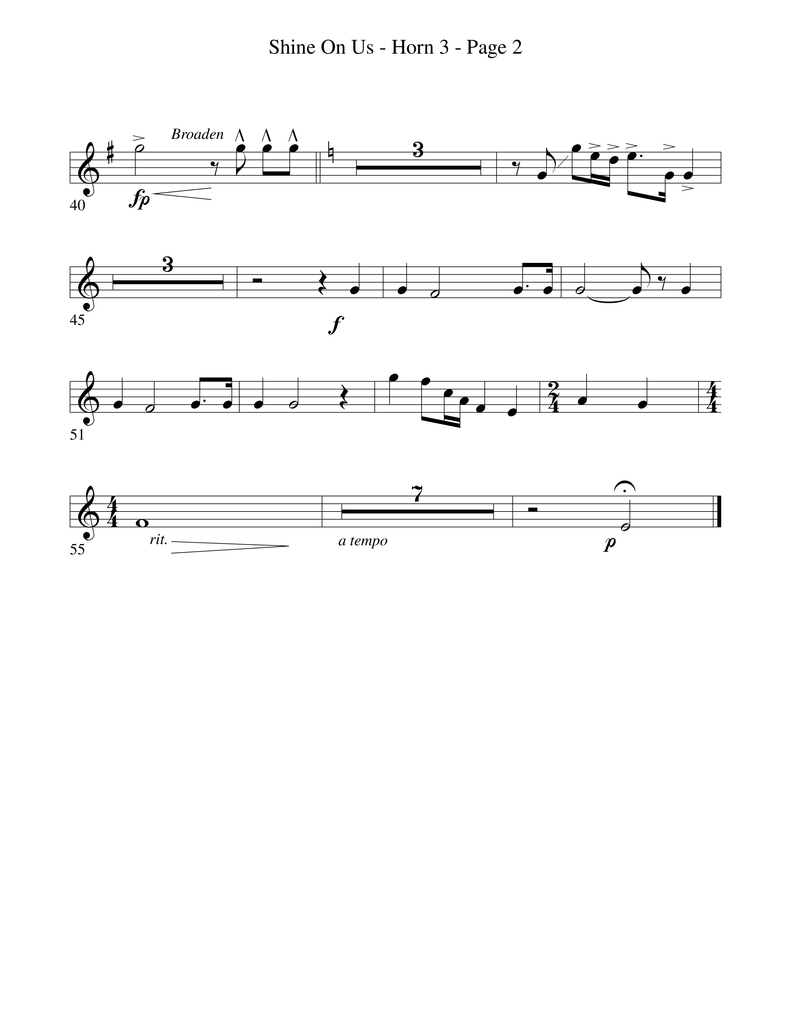 Shine On Us French Horn 3 (Word Music Choral / Arr. Robert Sterling)