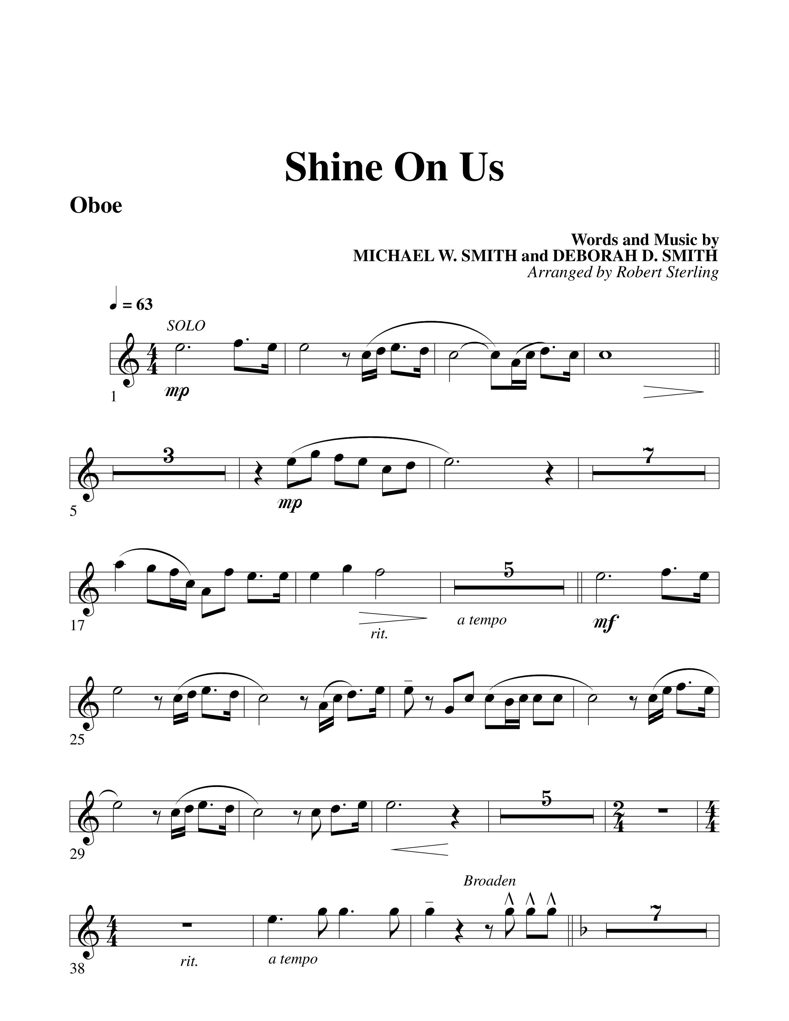 Shine On Us Oboe (Word Music Choral / Arr. Robert Sterling)
