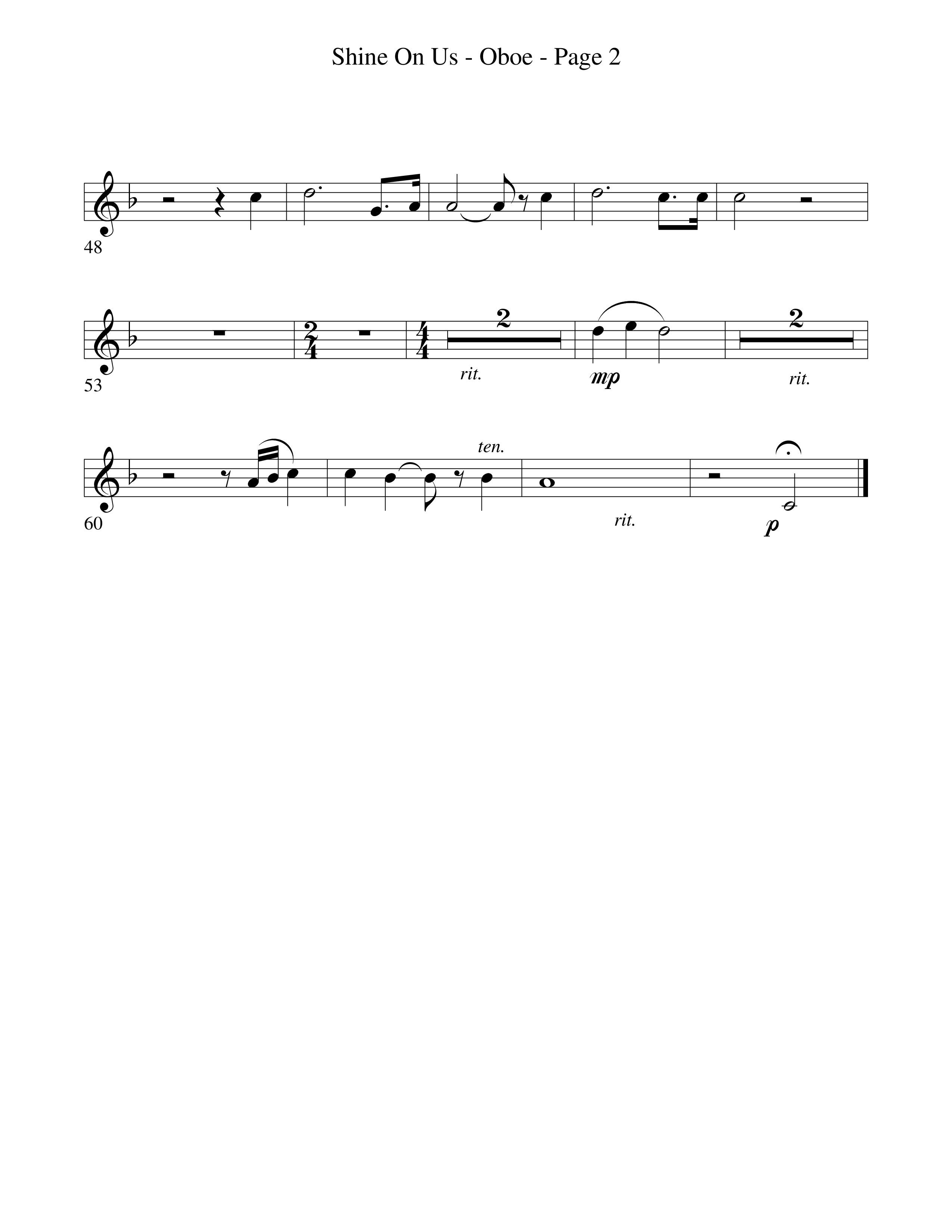 Shine On Us Oboe (Word Music Choral / Arr. Robert Sterling)