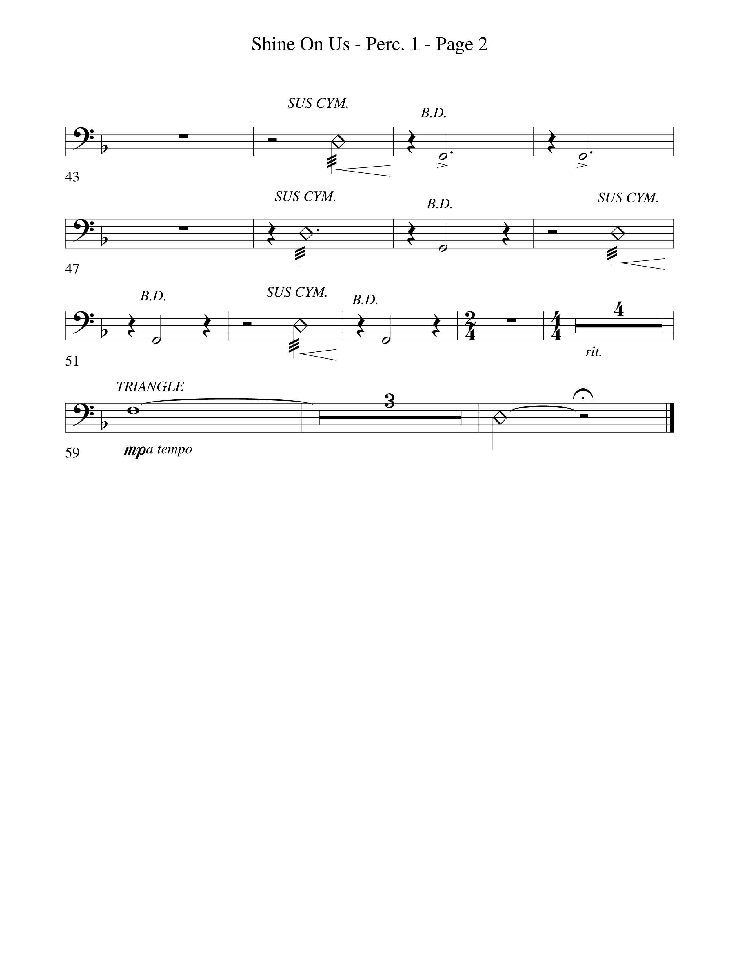 Shine On Us Percussion 1/2 (Word Music Choral / Arr. Robert Sterling)