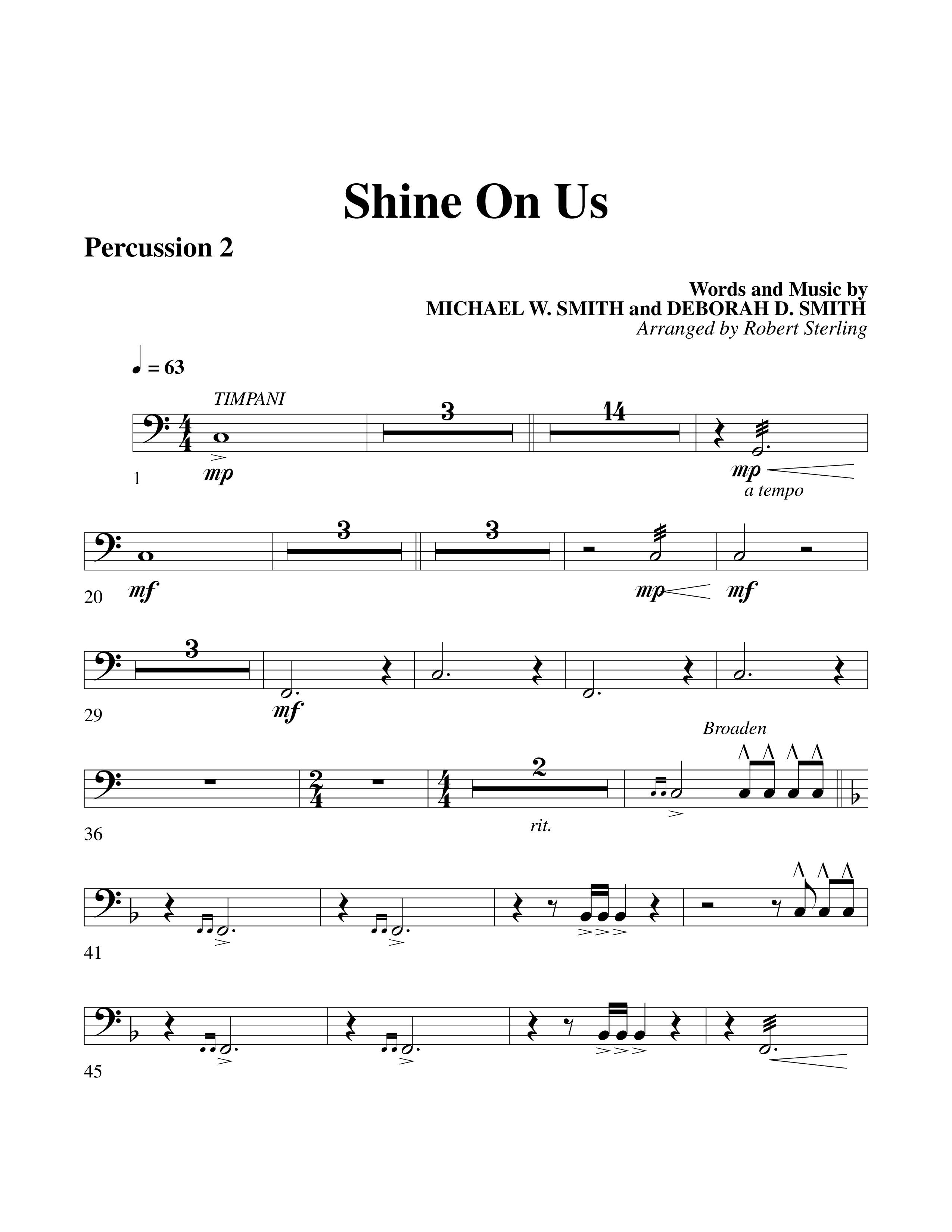 Shine On Us Percussion 1/2 (Word Music Choral / Arr. Robert Sterling)