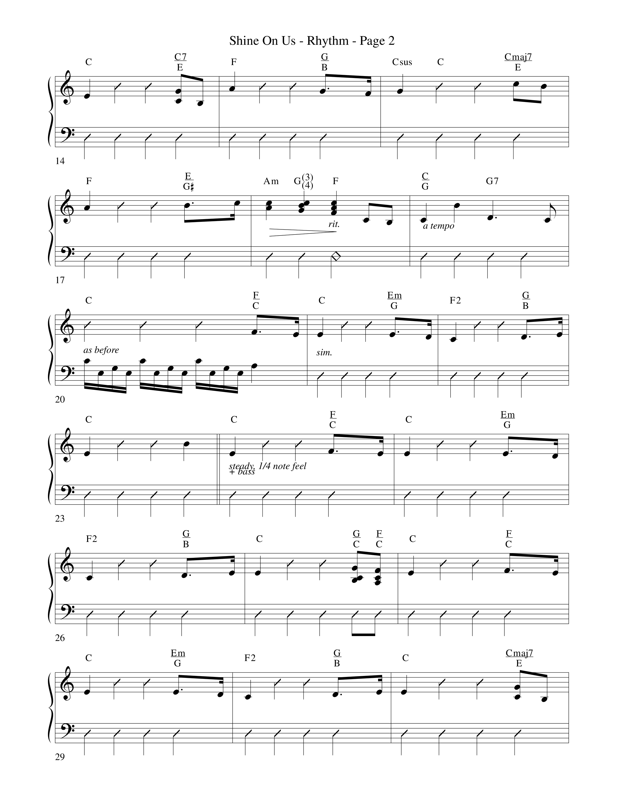 Shine On Us Rhythm Chart (Word Music Choral / Arr. Robert Sterling)