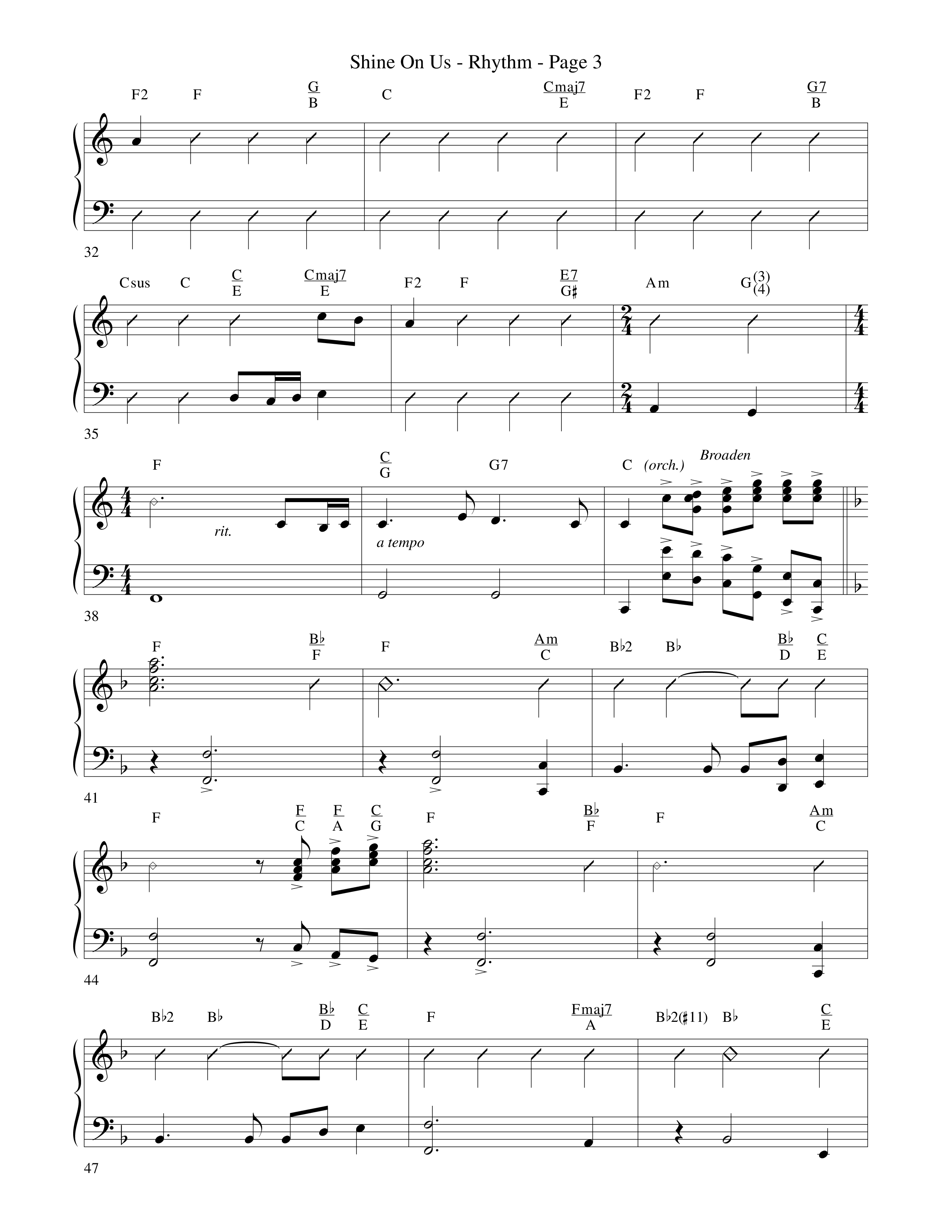 Shine On Us Rhythm Chart (Word Music Choral / Arr. Robert Sterling)