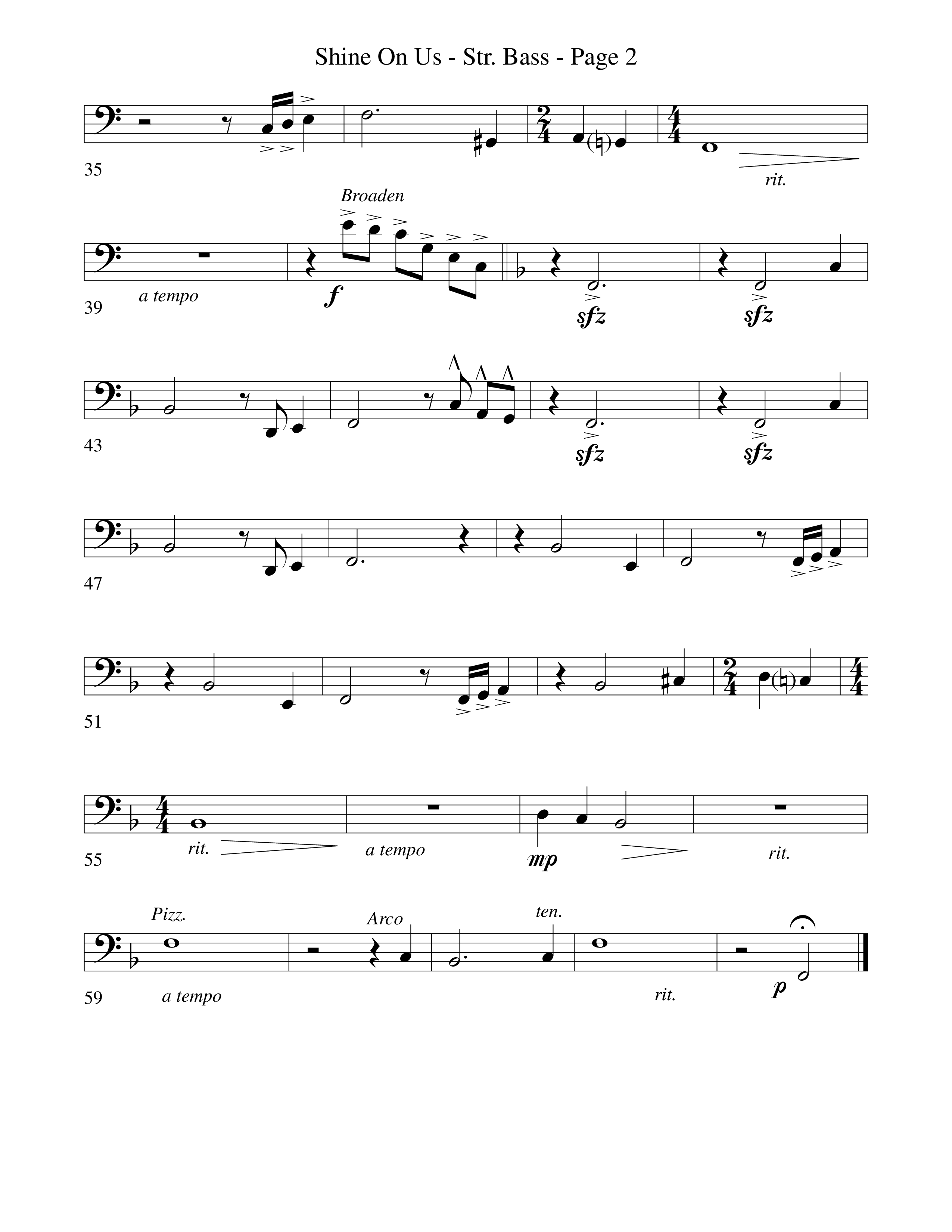 Shine On Us String Bass (Word Music Choral / Arr. Robert Sterling)