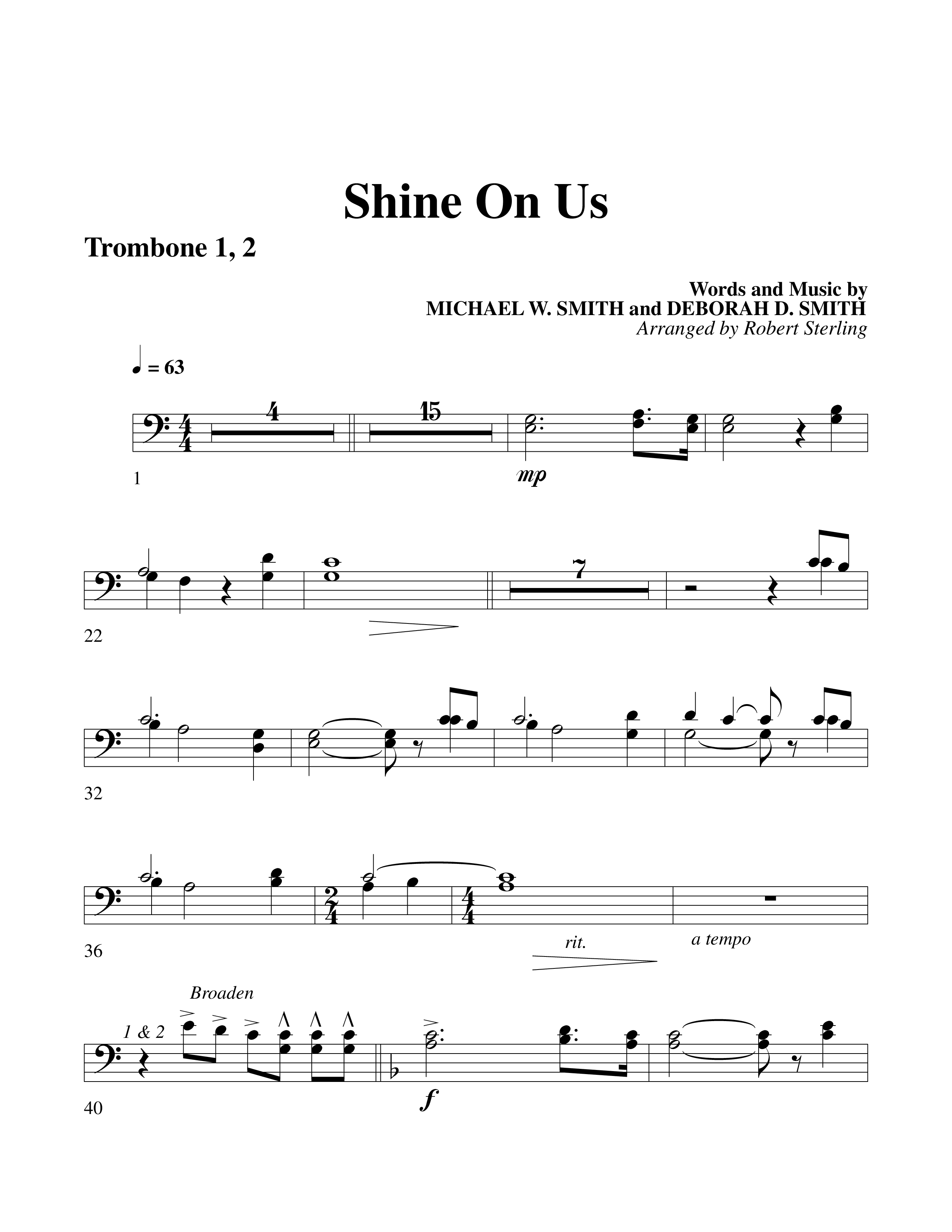 Shine On Us Trombone 1/2 (Word Music Choral / Arr. Robert Sterling)