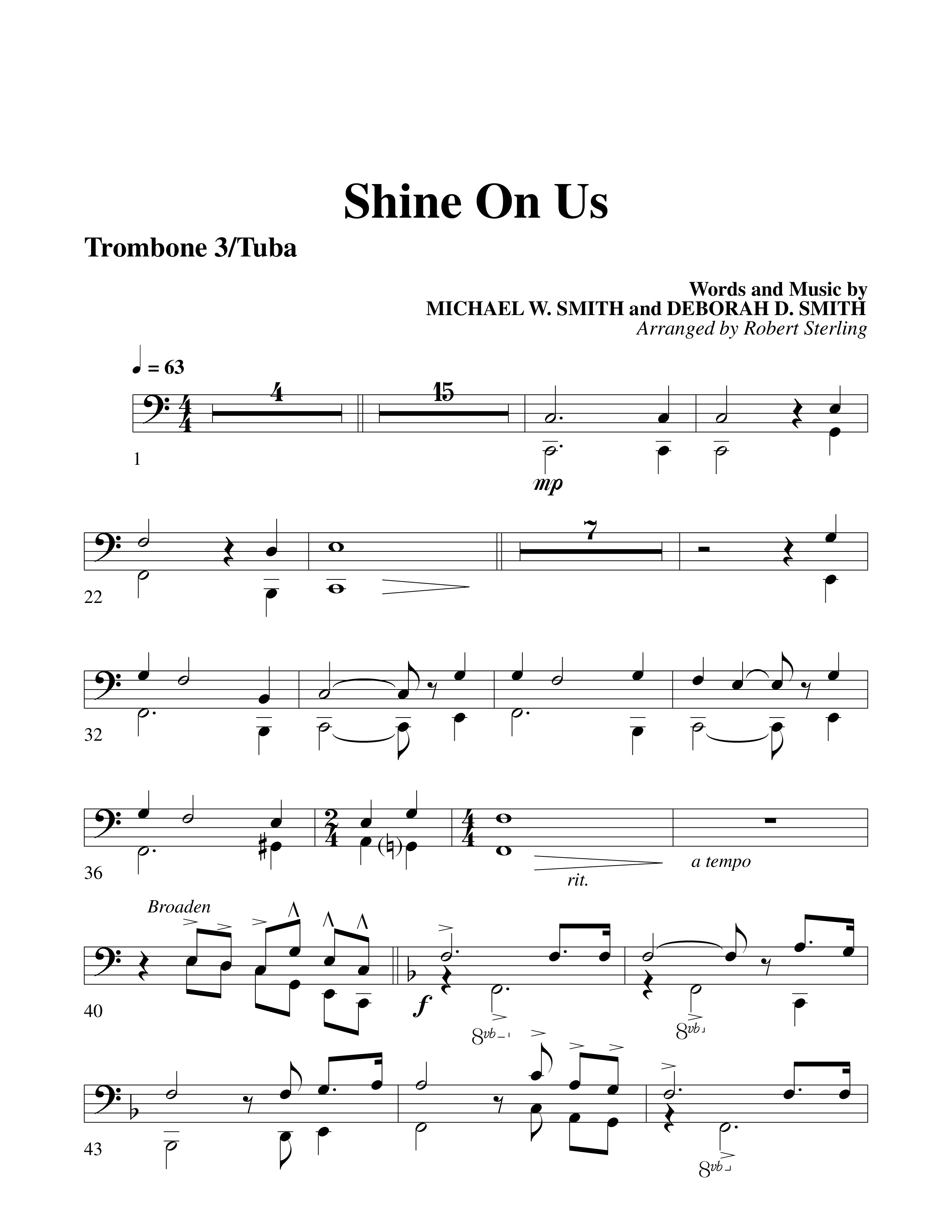 Shine On Us Trombone 3/Tuba (Word Music Choral / Arr. Robert Sterling)