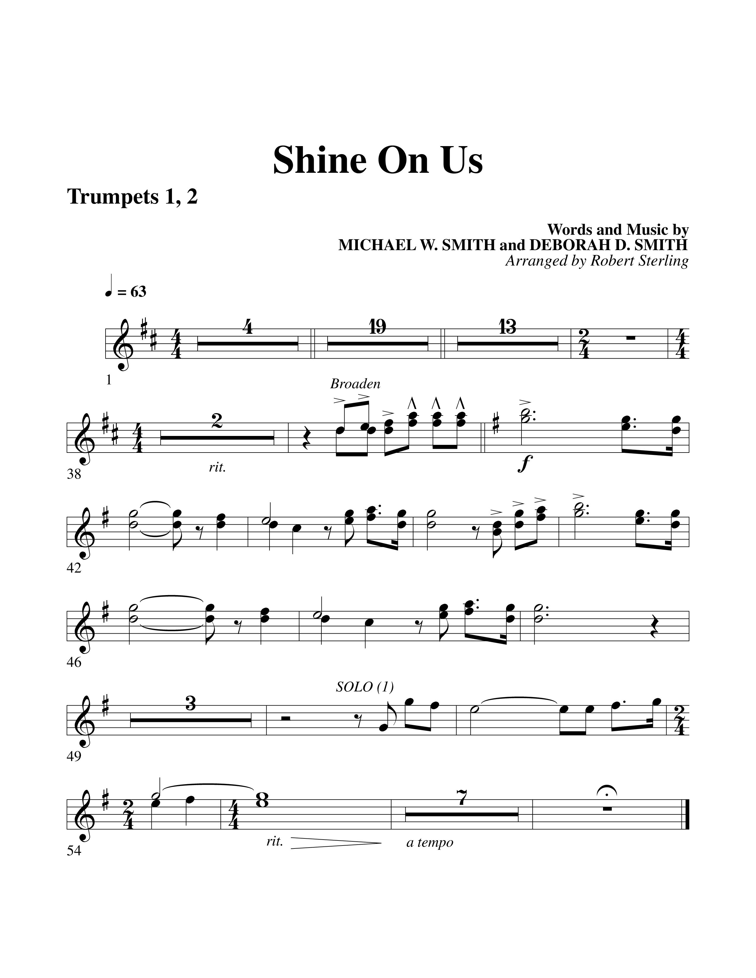 Shine On Us Trumpet 1,2 (Word Music Choral / Arr. Robert Sterling)
