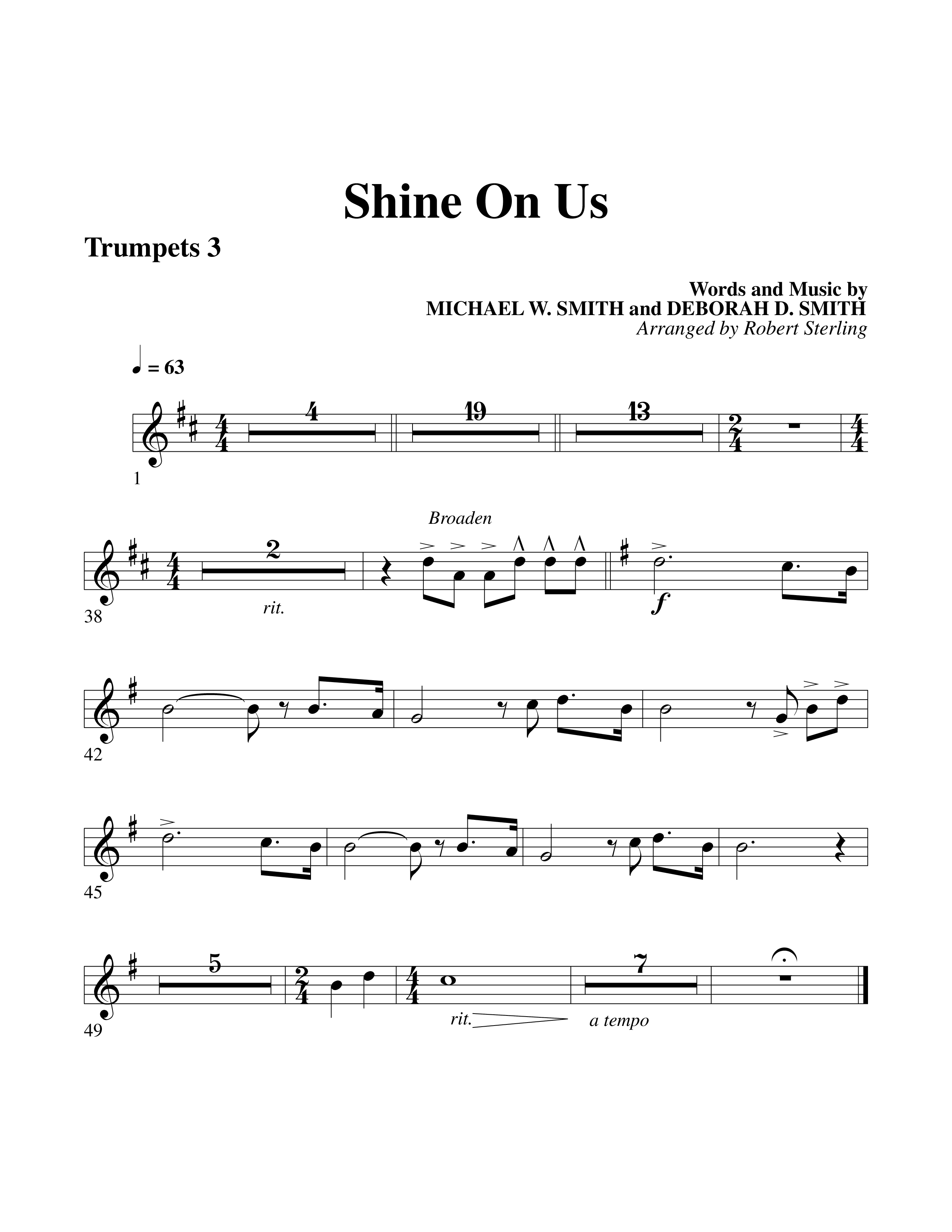 Shine On Us Trumpet 3 (Word Music Choral / Arr. Robert Sterling)