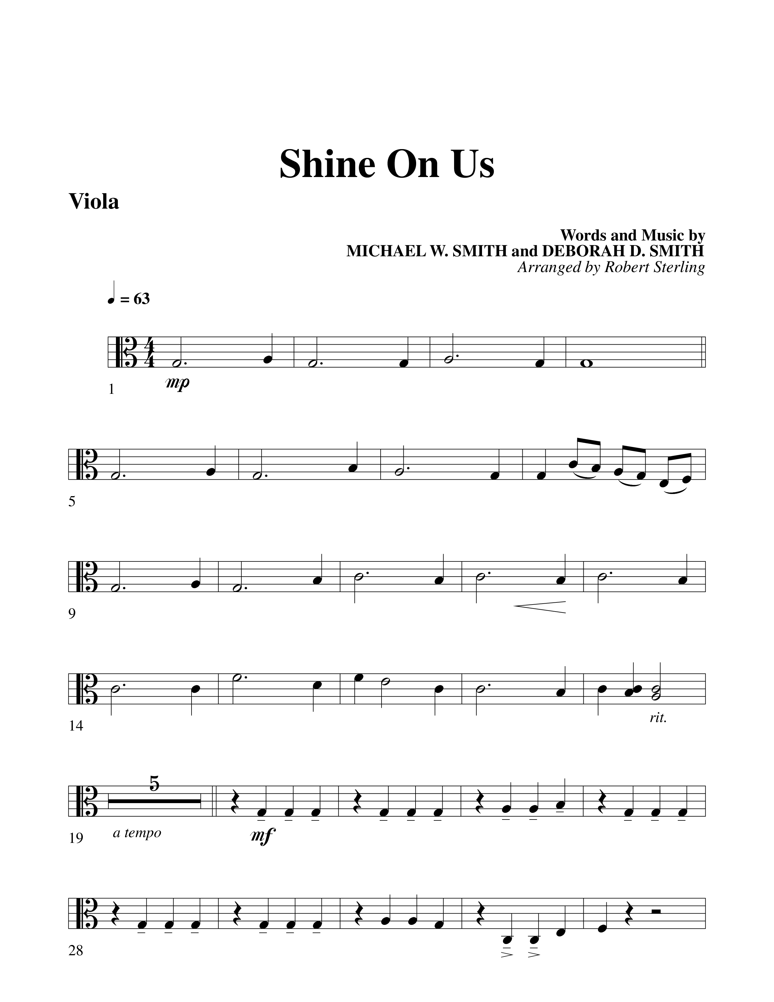 Shine On Us Viola (Word Music Choral / Arr. Robert Sterling)