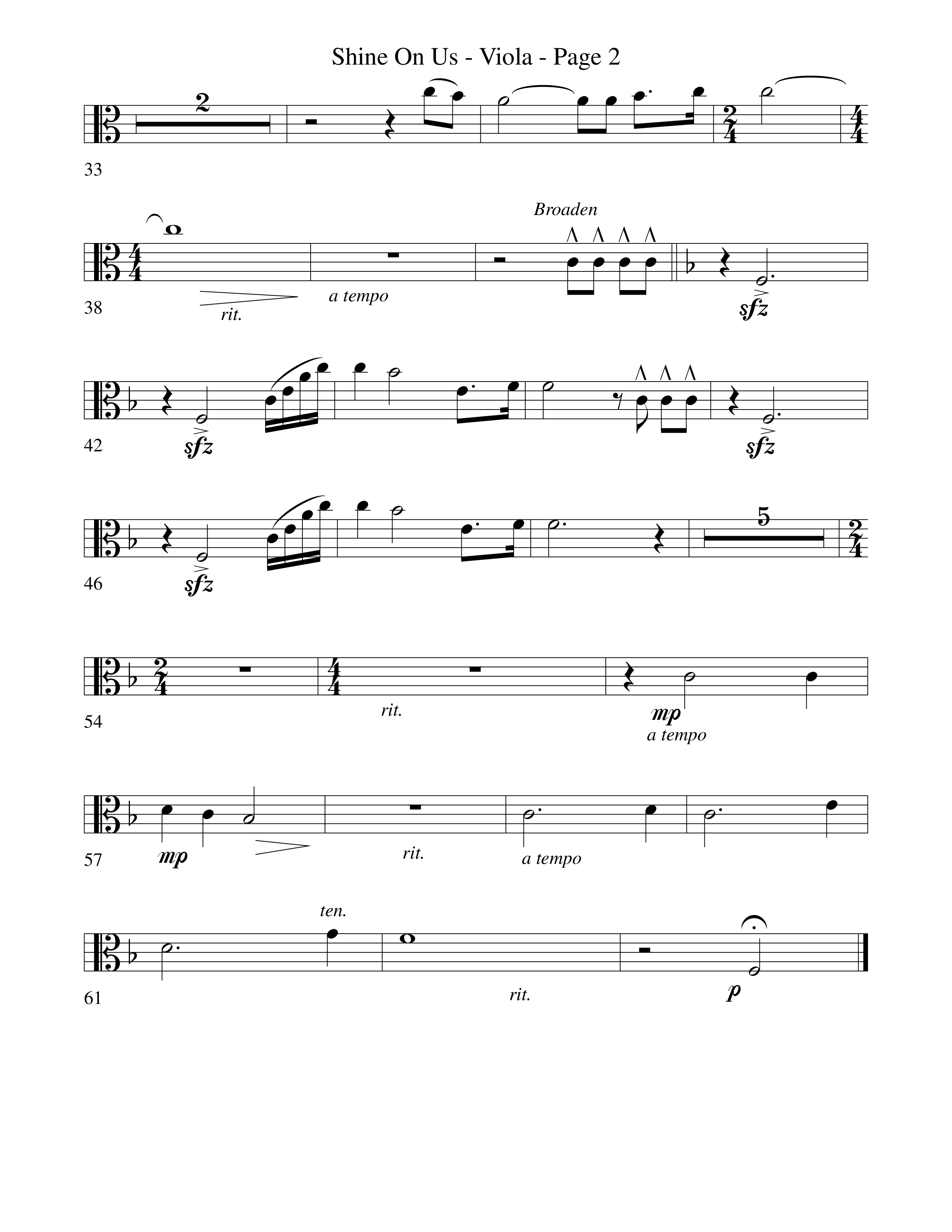 Shine On Us Viola (Word Music Choral / Arr. Robert Sterling)