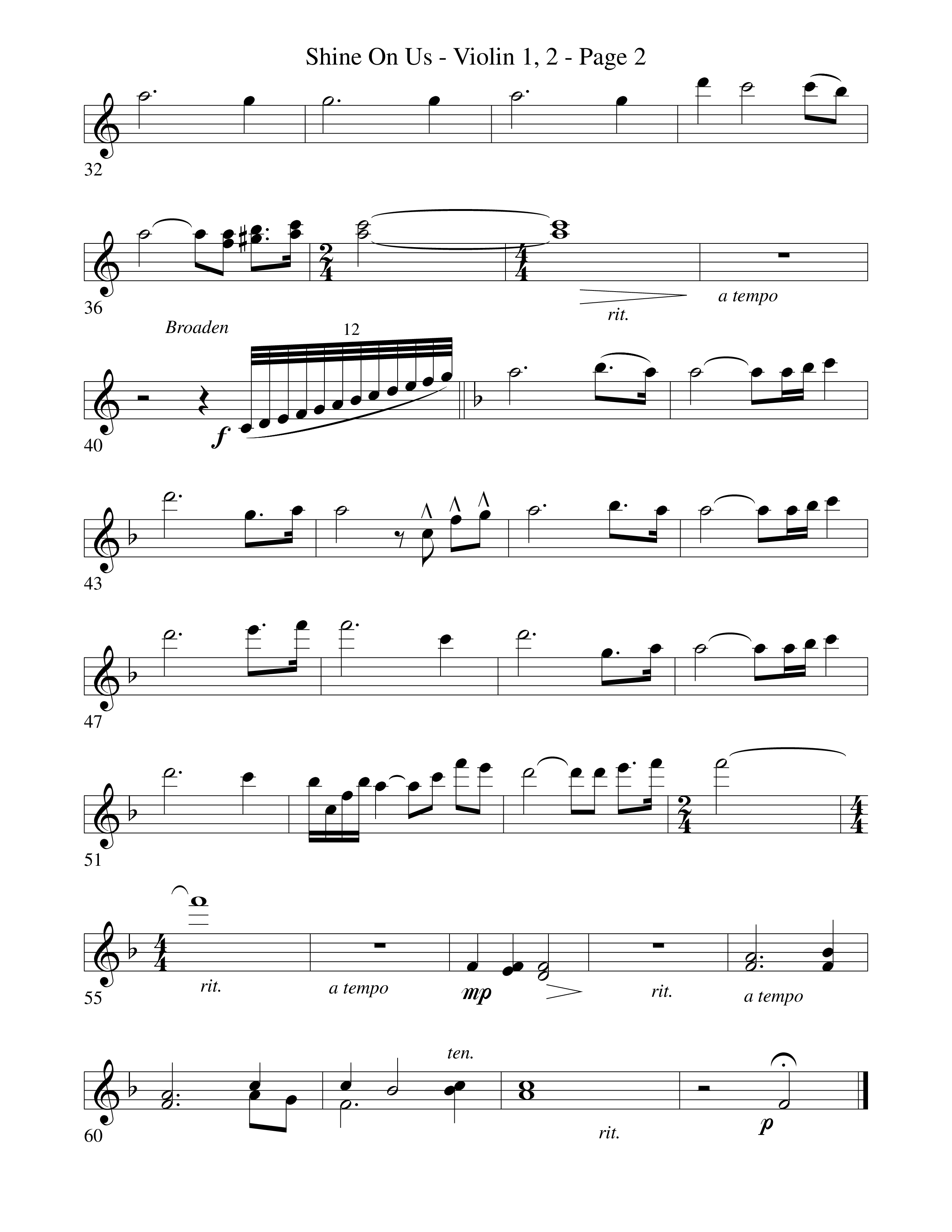 Shine On Us Violin 1/2 (Word Music Choral / Arr. Robert Sterling)