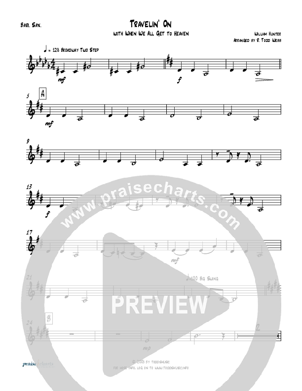 Travelin On (with When We All Get To Heaven) Bari Sax (Todd Webb)