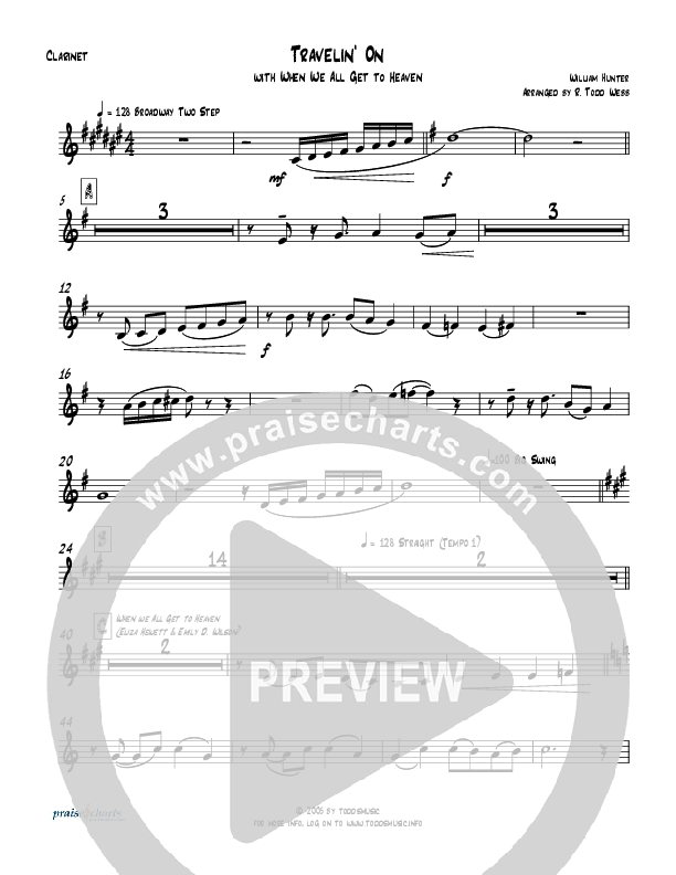 Travelin On (with When We All Get To Heaven) Clarinet (Todd Webb)