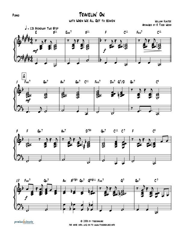 Travelin On (with When We All Get To Heaven) Piano Sheet (Todd Webb)