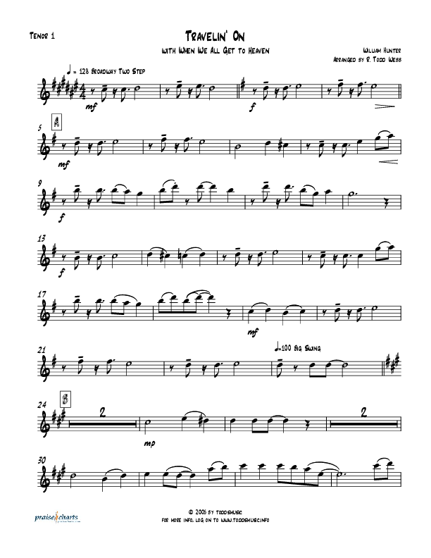 Travelin On (with When We All Get To Heaven) Tenor Sax 1/2 (Todd Webb)