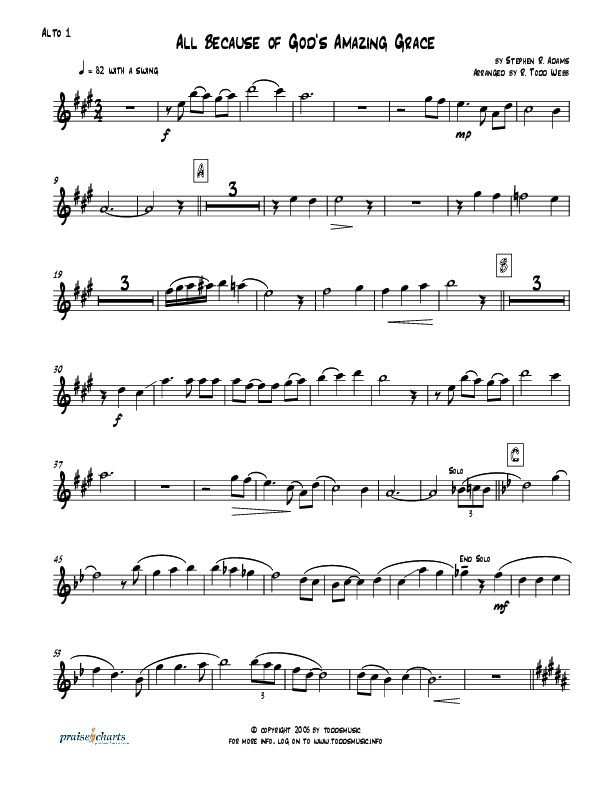 All Because Of God's Amazing Grace (Instrumental) Alto Sax 1/2 (Todd Webb)