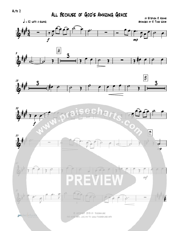 All Because Of God's Amazing Grace (Instrumental) Alto Sax 1/2 (Todd Webb)