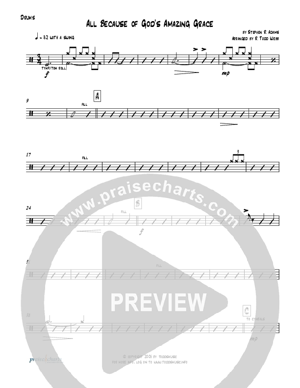 All Because Of God's Amazing Grace (Instrumental) Drum Set (Todd Webb)