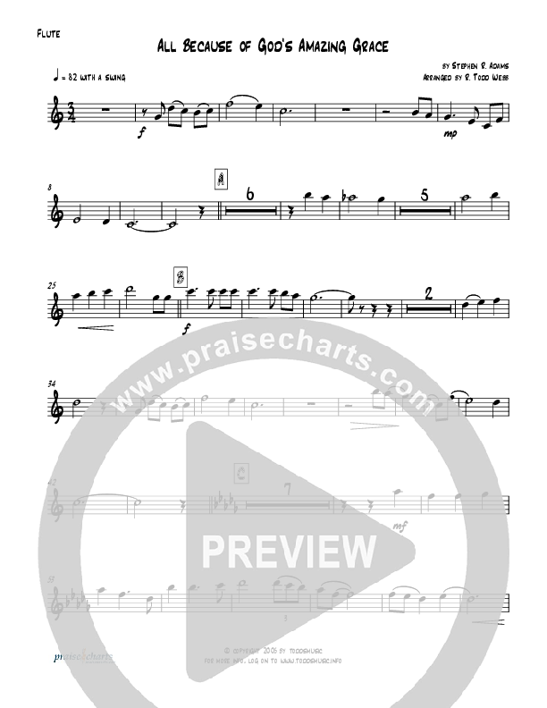 All Because Of God's Amazing Grace (Instrumental) Flute (Todd Webb)