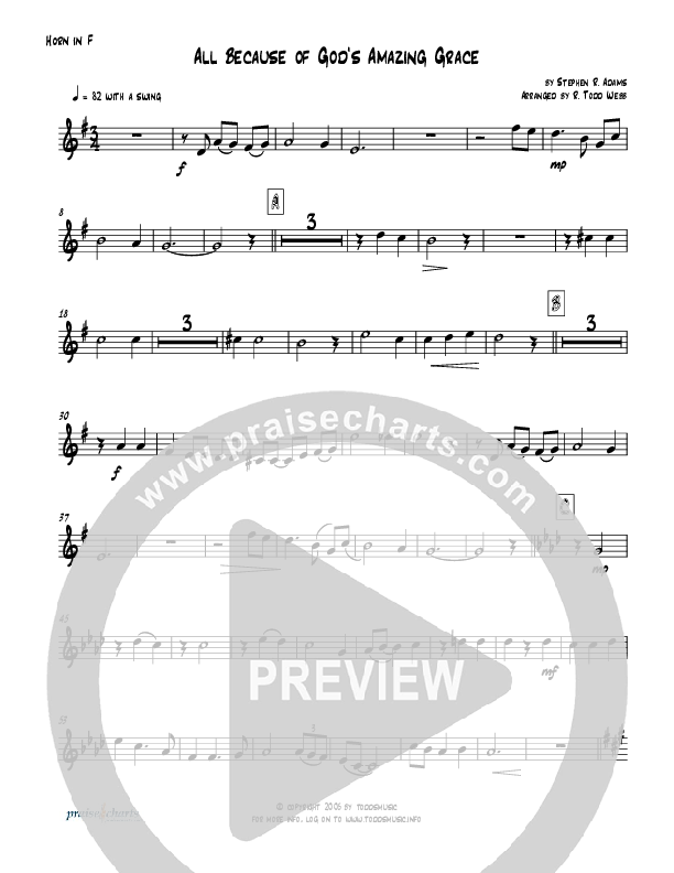 All Because Of God's Amazing Grace (Instrumental) French Horn (Todd Webb)