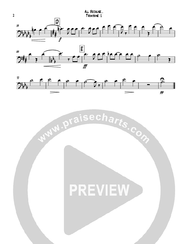 All Because Of God's Amazing Grace (Instrumental) Trombone 1 (Todd Webb)