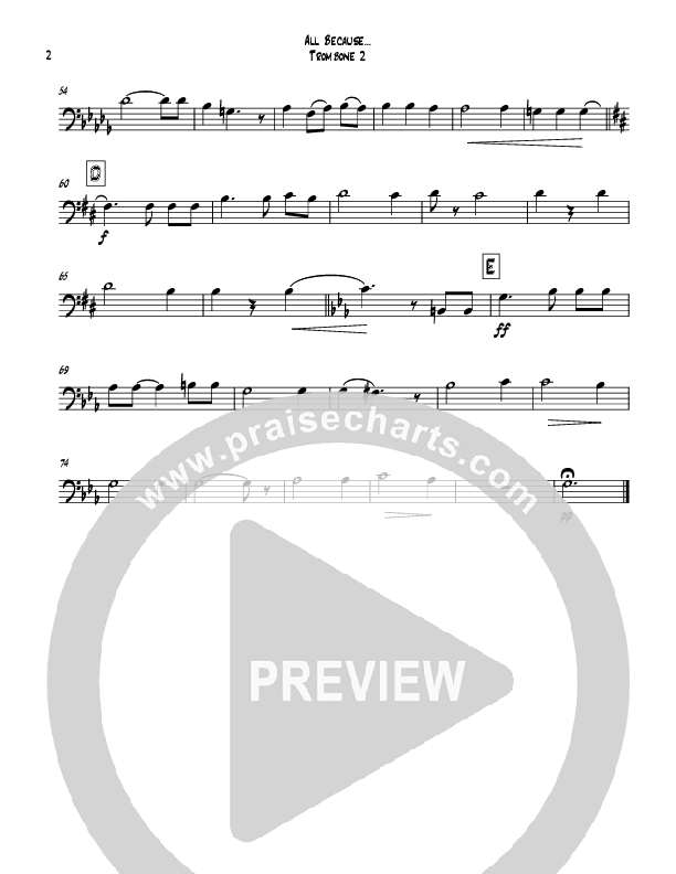 All Because Of God's Amazing Grace (Instrumental) Trombone 2 (Todd Webb)