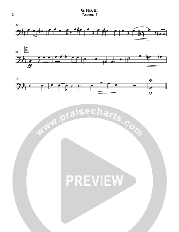 All Because Of God's Amazing Grace (Instrumental) Trombone 3 (Todd Webb)