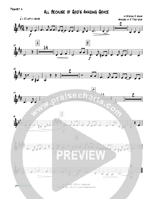 All Because Of God's Amazing Grace (Instrumental) Trumpet (Todd Webb)