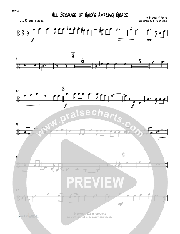 All Because Of God's Amazing Grace (Instrumental) Viola (Todd Webb)