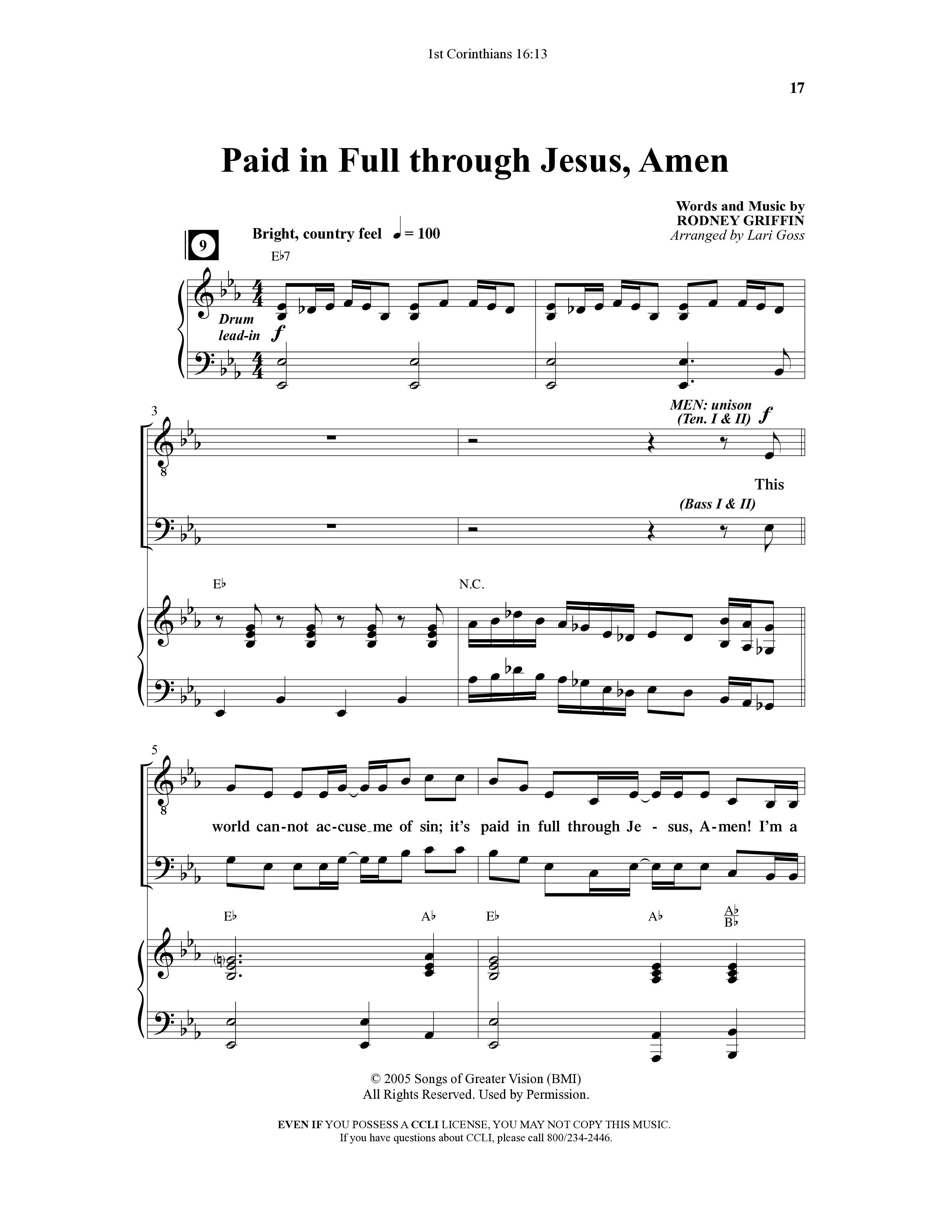 1st Corinithians 16:13 Men's Choir Book (7 Song Choral Collection) Song 2 (Piano SATB) (Word Music Choral)