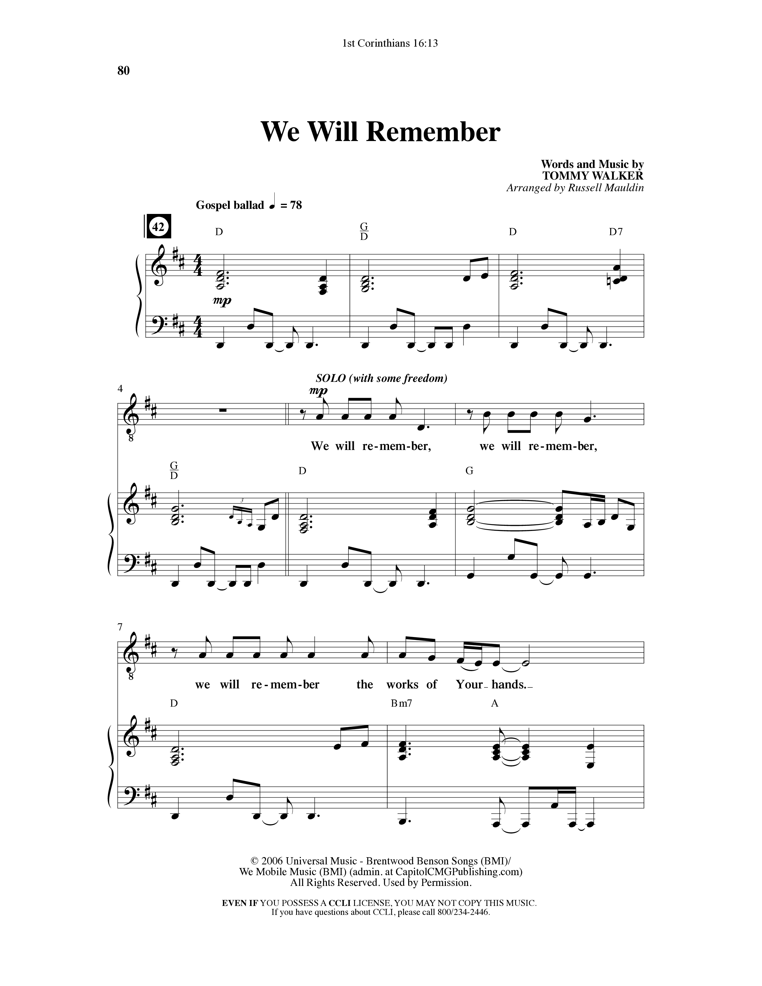 1st Corinithians 16:13 Men's Choir Book (7 Song Choral Collection) Song 6 (Piano SATB) (Word Music Choral)